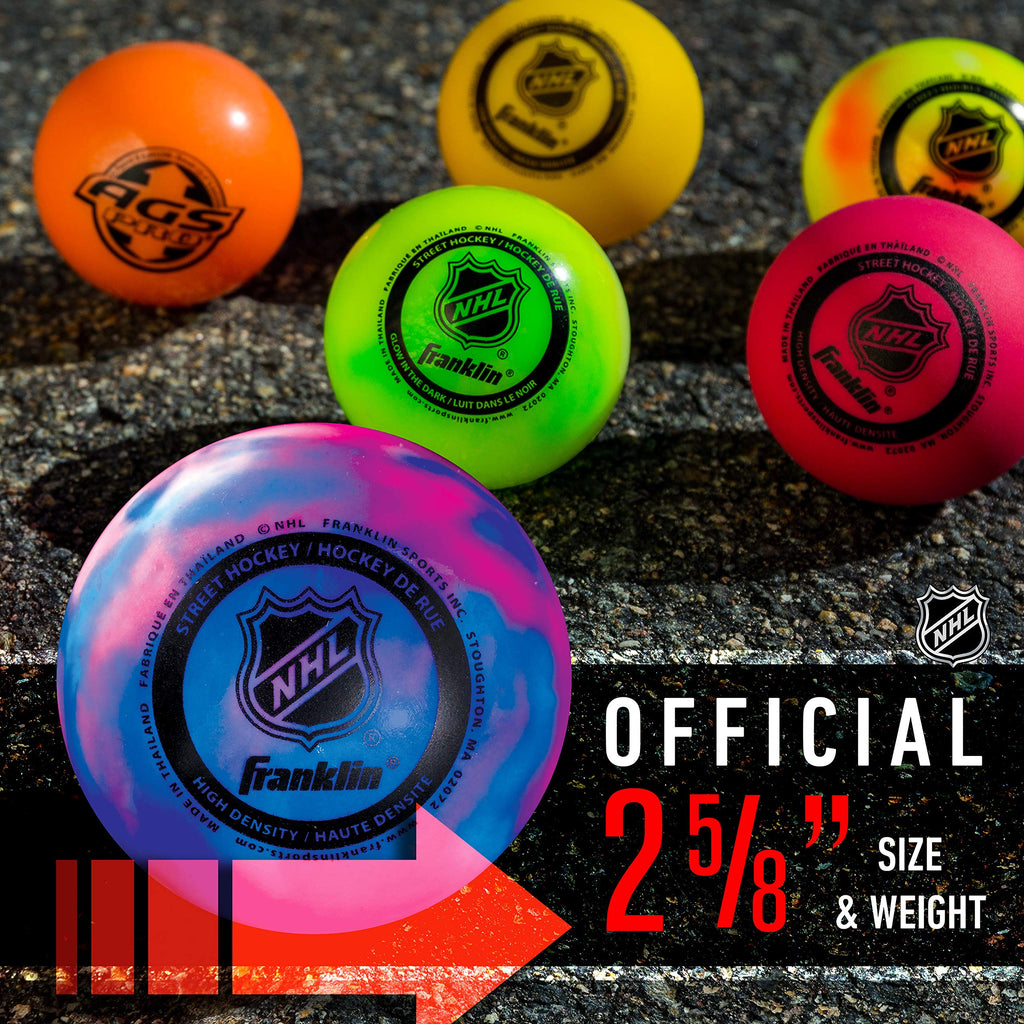 Franklin Sports Nhl Street Hockey Balls - No Bounce Outdoor Street + Roller Hockey Balls - Official Size - 15 Pack - Assorted Co