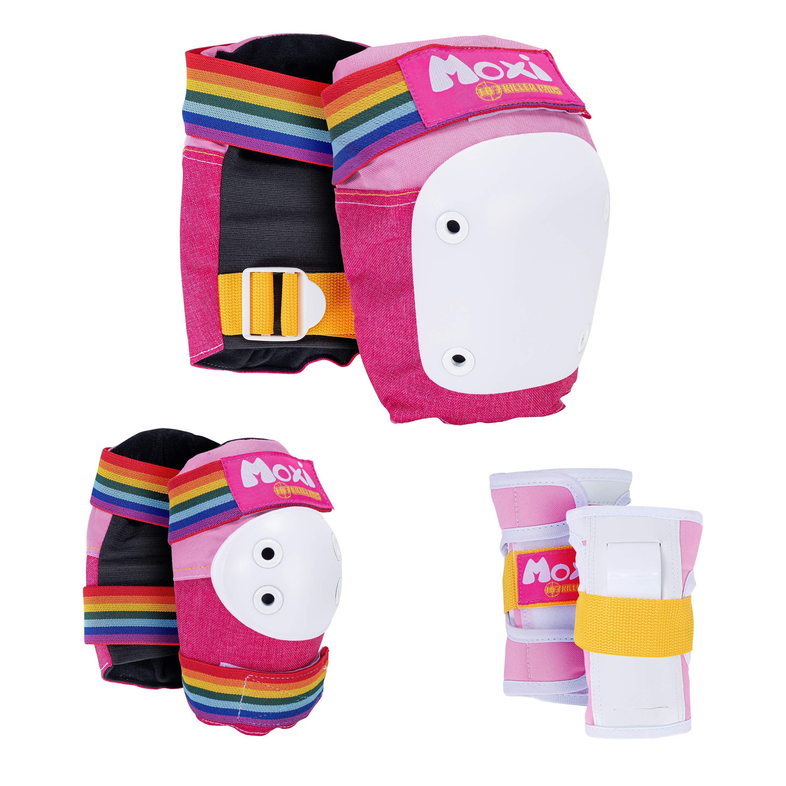 187 Killer Pads Moxi Skate Knee Pads, Elbow Pads, And Wrist Guards, Six Piece Pad Set, Pink, X-Small