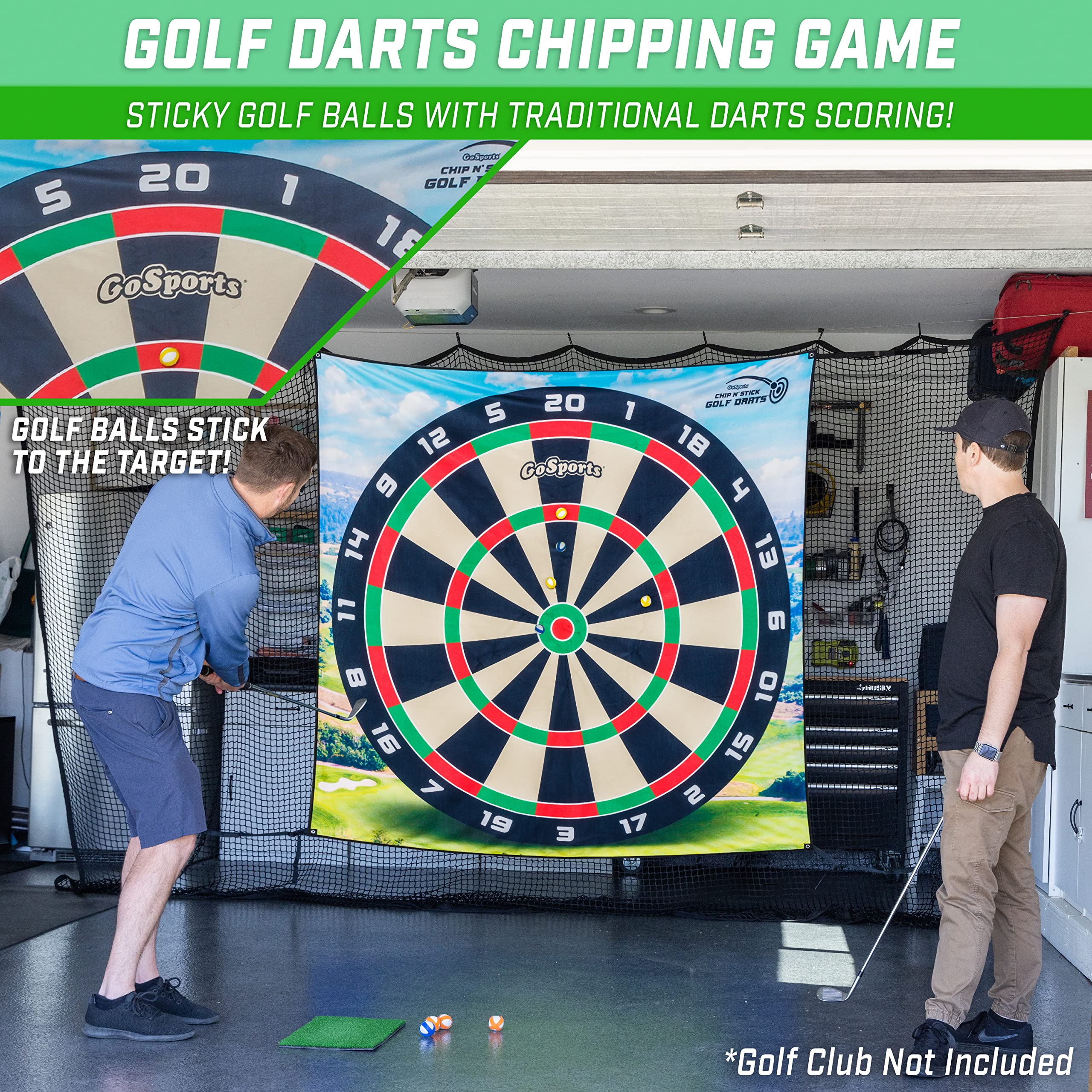 Gosports Chip N' Stick Golf Chipping Mat Game With Golf Balls - Choose Classic, Darts Or Islands