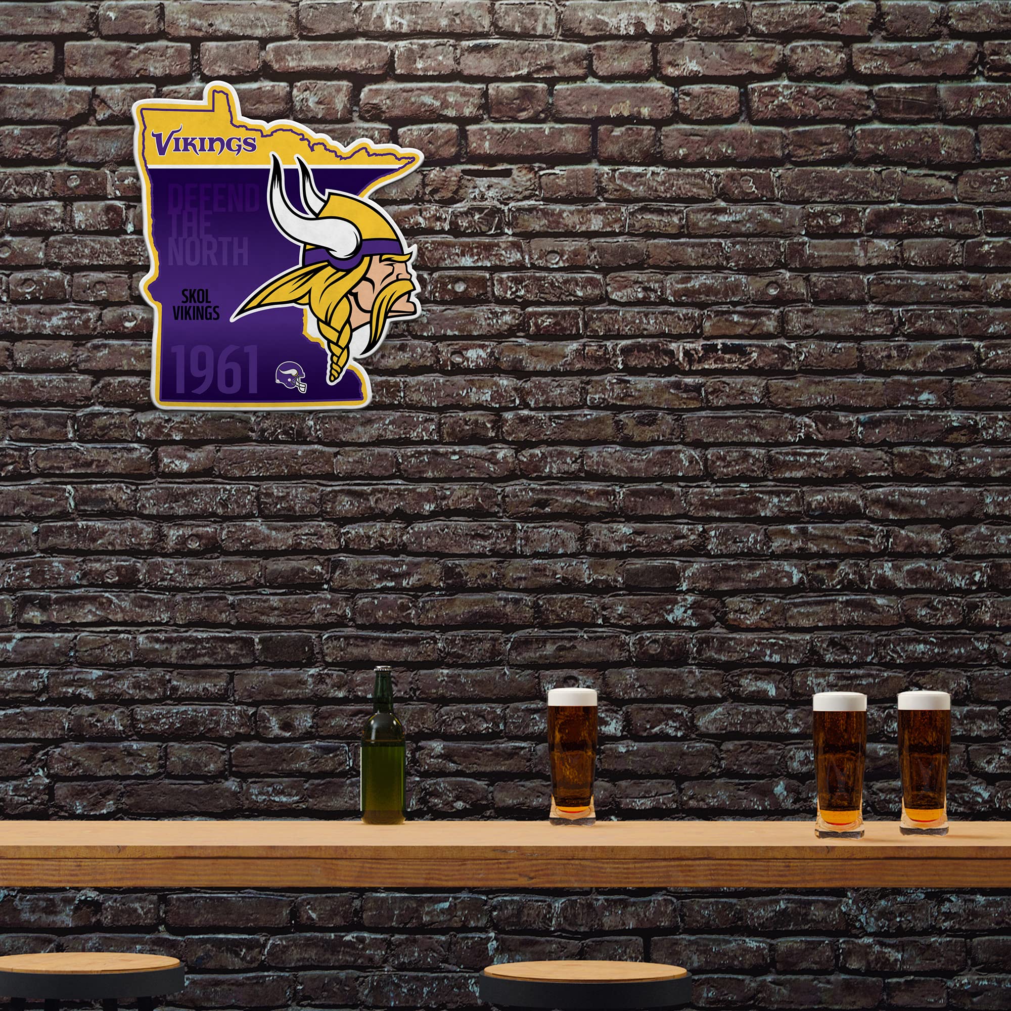 Rico Industries Nfl Minnesota Vikings State Shape Shape Cut Pennant - Home And Living Room D