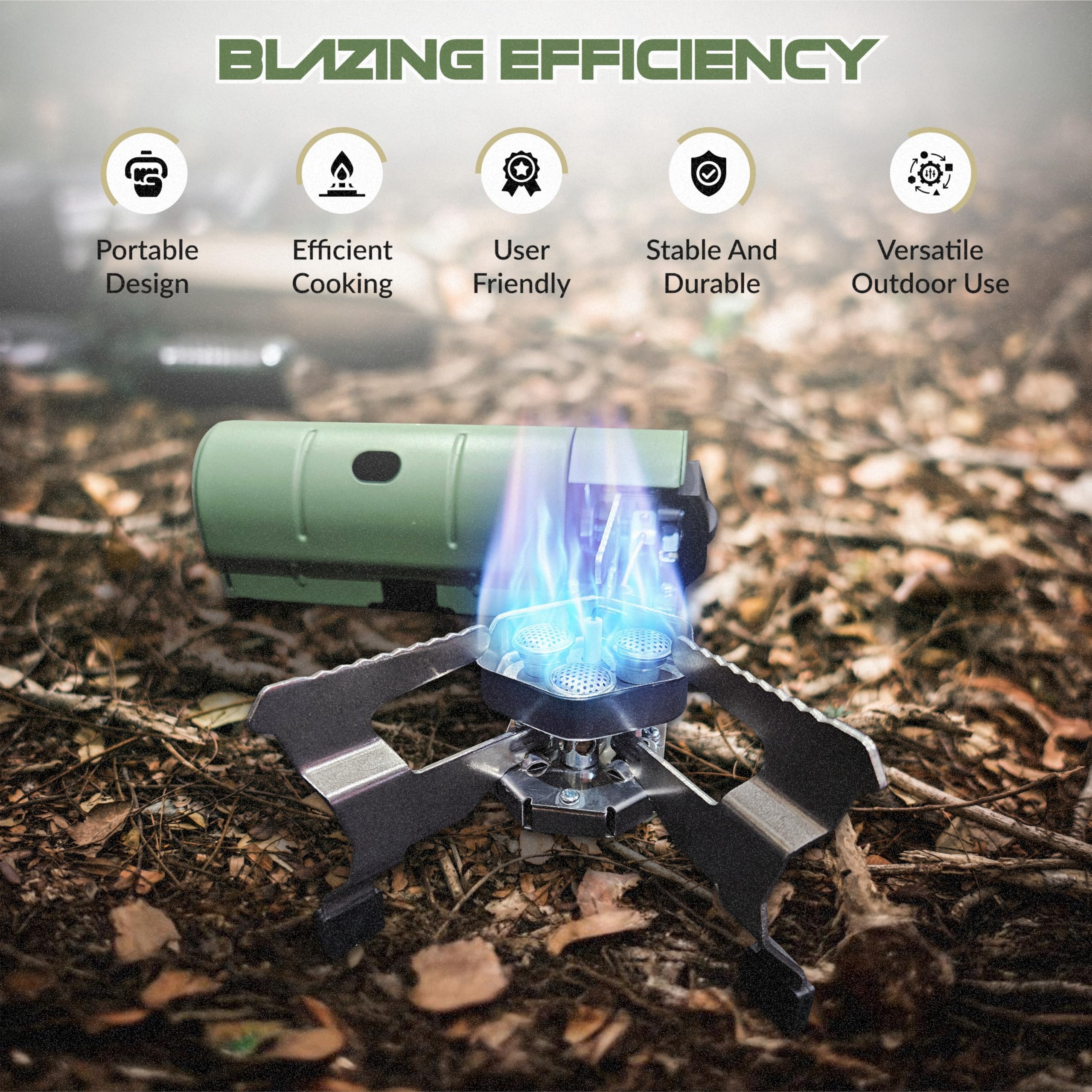 Roamix 17,700 Btu Foldable Butane Camping Stove - 5,200W Portable Gas Burner With Carrying Bag For Outdoor Cooking, Backpacking