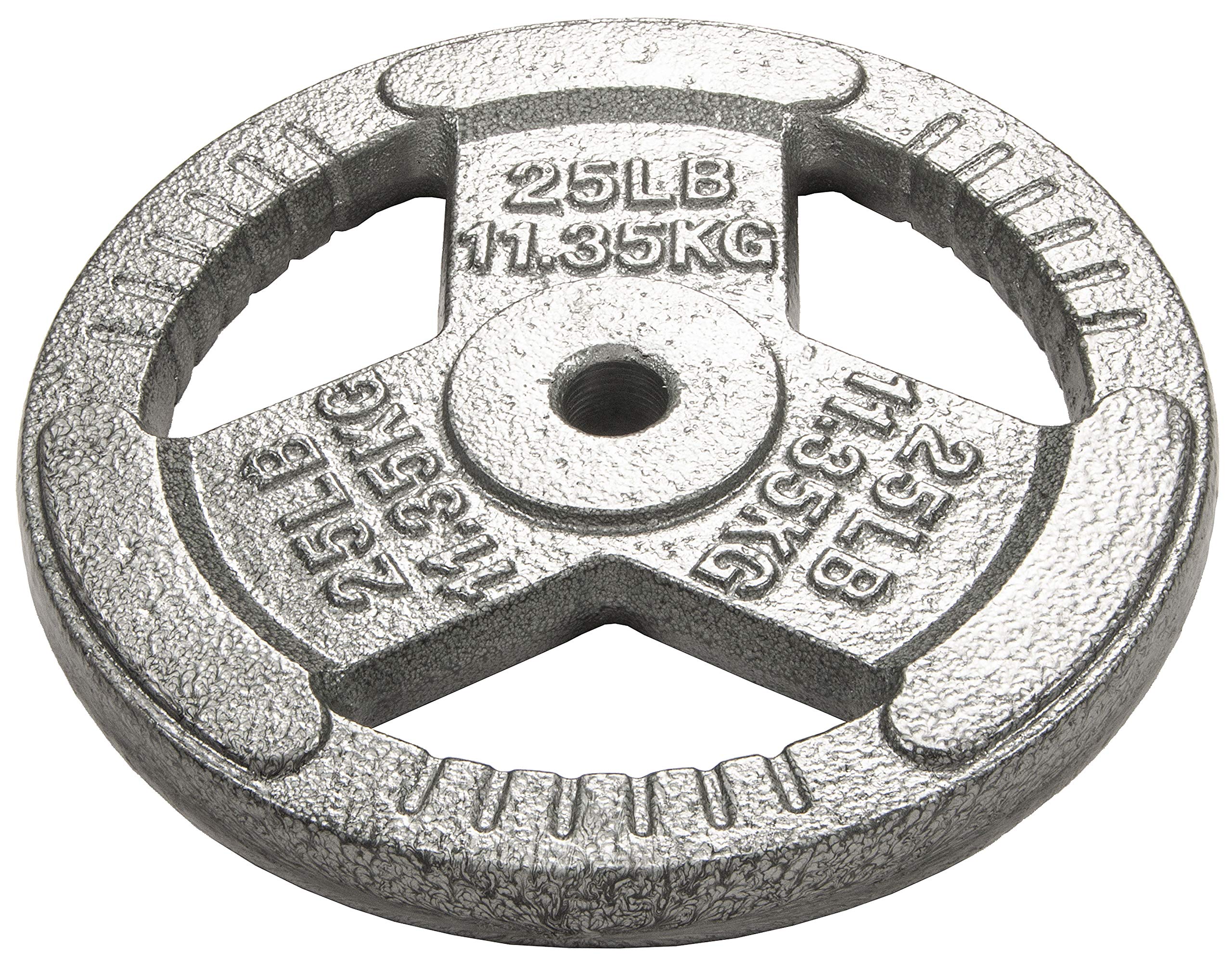 Hulkfit 1-Inch Iron Plate For Strength Training, Weightlifting, Single (25 Pounds), Silver