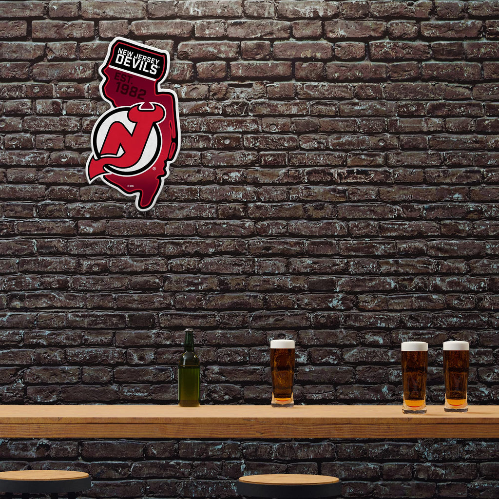 Rico Industries Nhl New Jersey Devils State Shape Shape Cut Pennant - Home And Living Room D  Cor - Soft Felt Ez To Hang 18X0.10