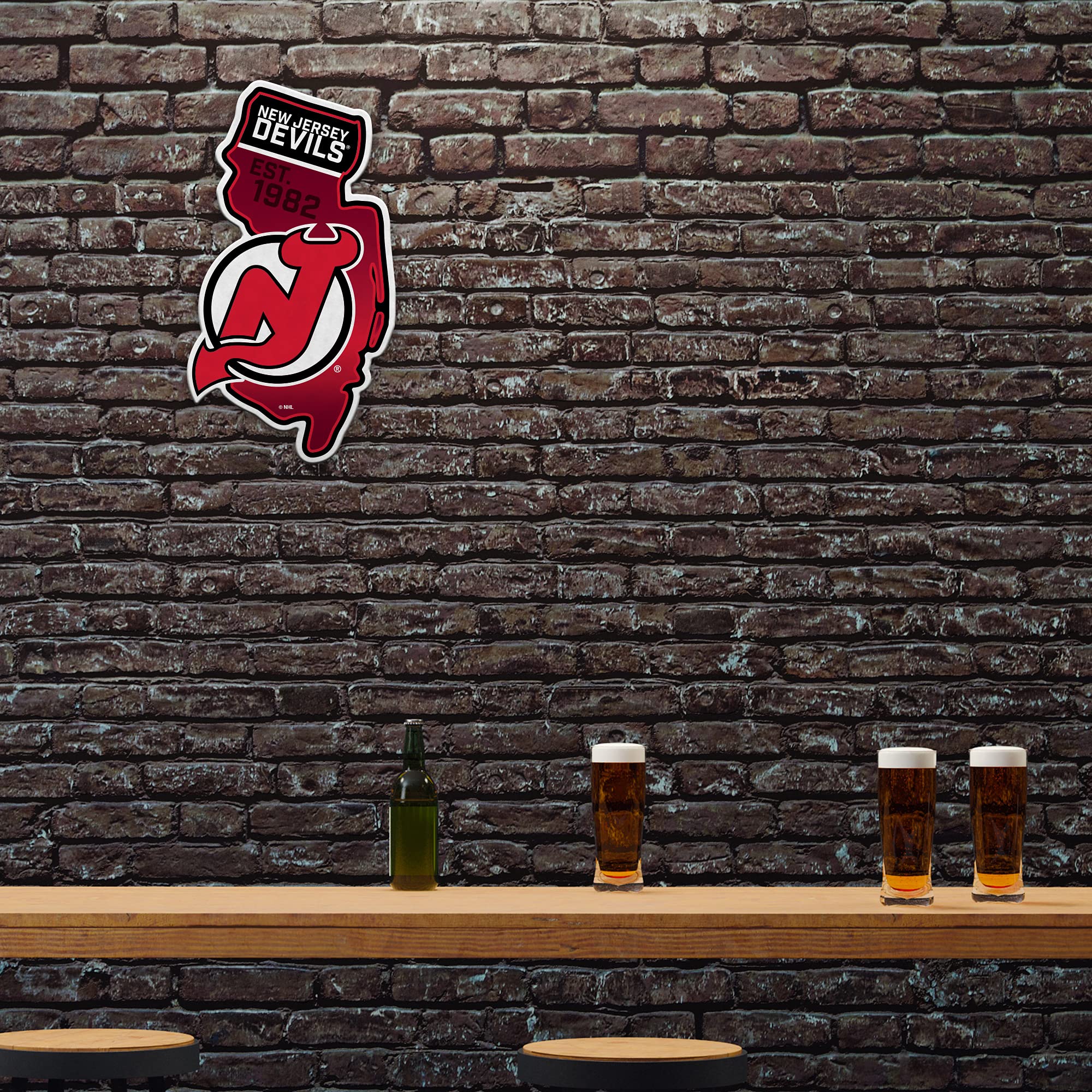 Rico Industries Nhl New Jersey Devils State Shape Shape Cut Pennant - Home And Living Room D  Cor - Soft Felt Ez To Hang 18X0.10