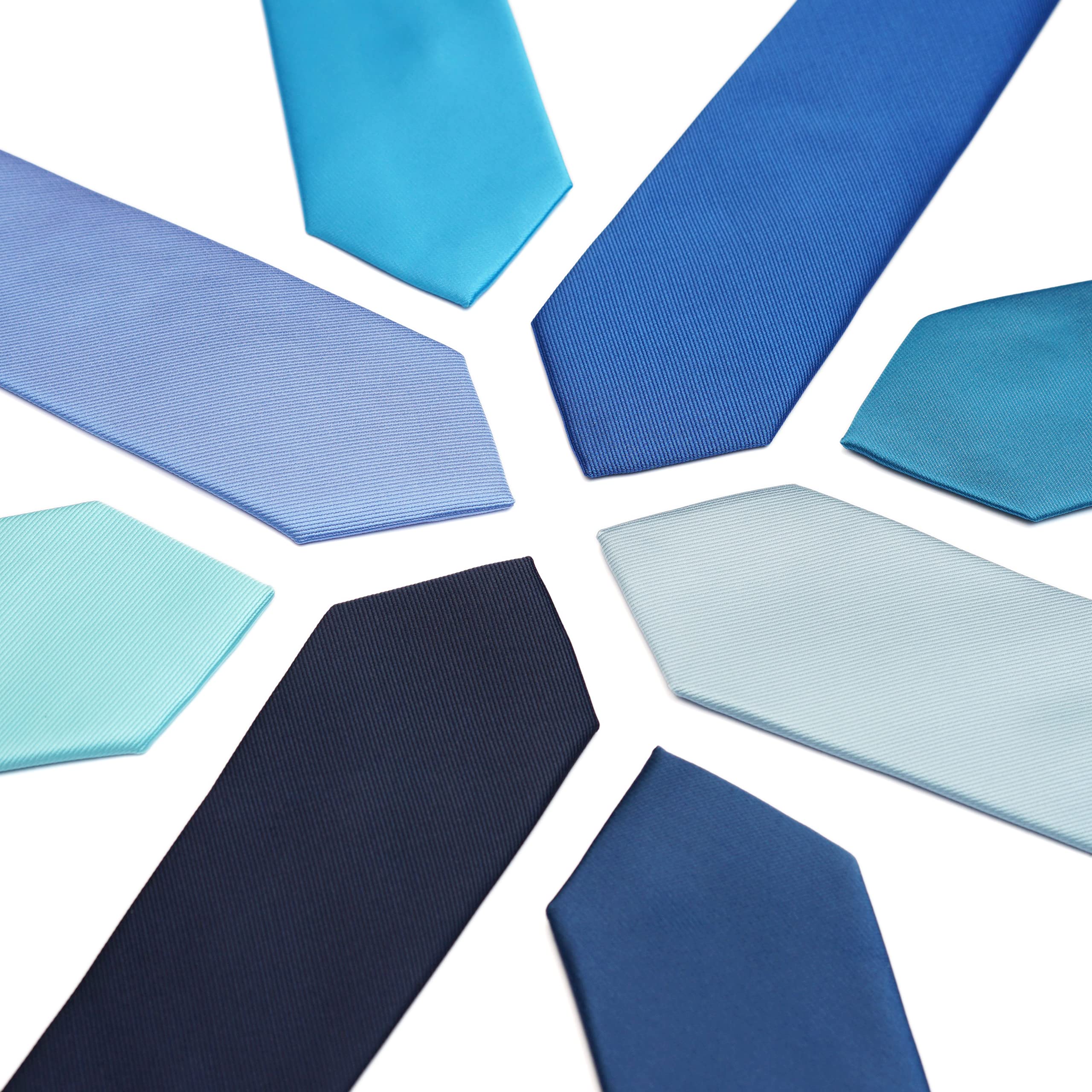 Zenxus Solid Skinny Ties For Men, 25 Inch Slim Navy Plain Ties Bulk For Wedding And Activities, 5-Pack