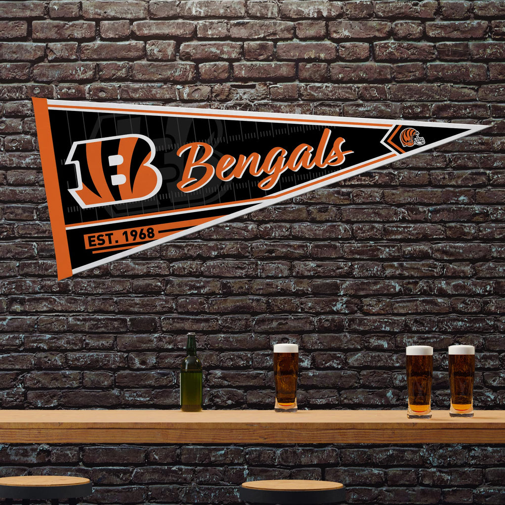 Rico Industries Nfl Football Cincinnati Bengals Classic 12'' X 30'' Felt Wall D  Cor Pennant - Great For Home/Bed Room/Man Cave