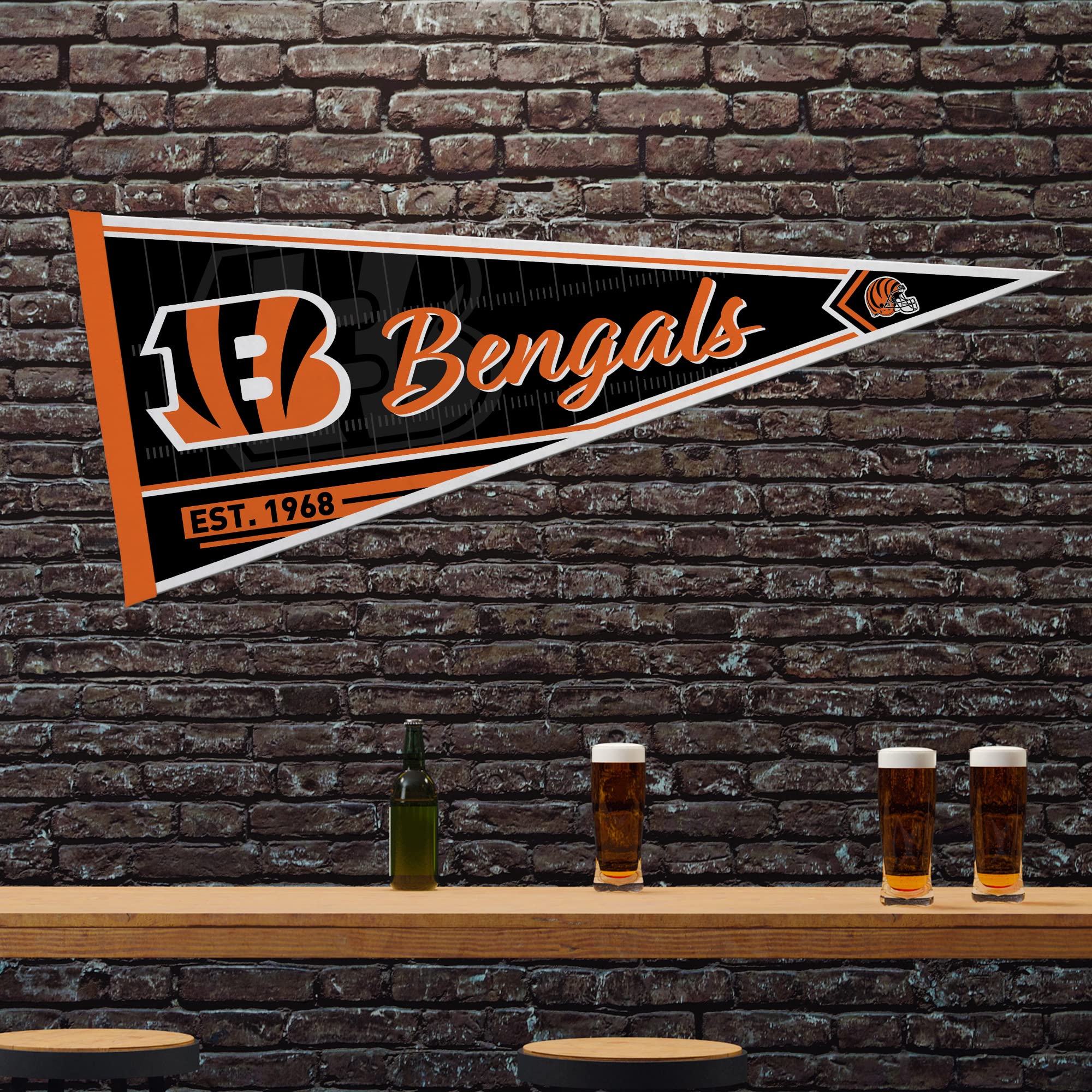 Rico Industries Nfl Football Cincinnati Bengals Classic 12'' X 30'' Felt Wall D  Cor Pennant - Great For Home/Bed Room/Man Cave