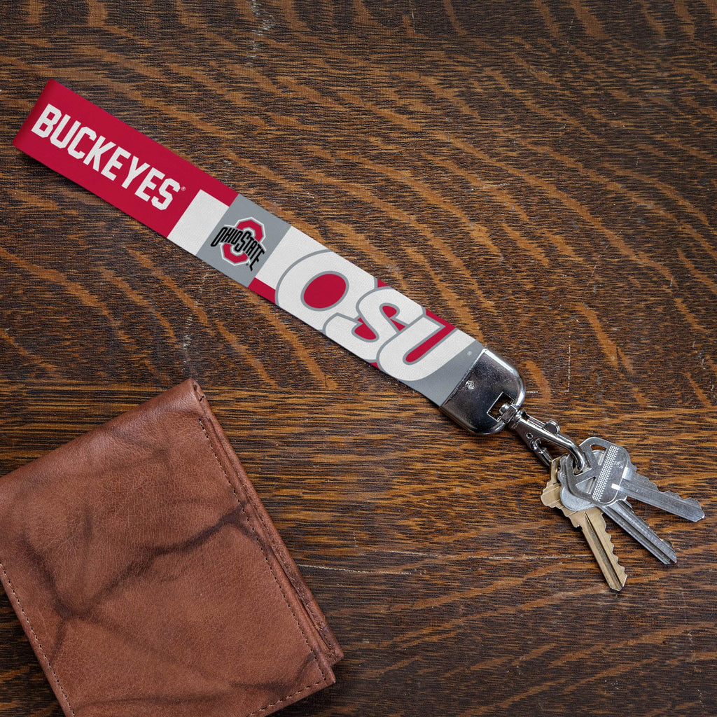 Rico Industries Ncaa Ohio State Buckeyes Wrist Lanyard Key Chain, Cute Wristlet Strap Keychain Holder For Women Men Car Keys Id