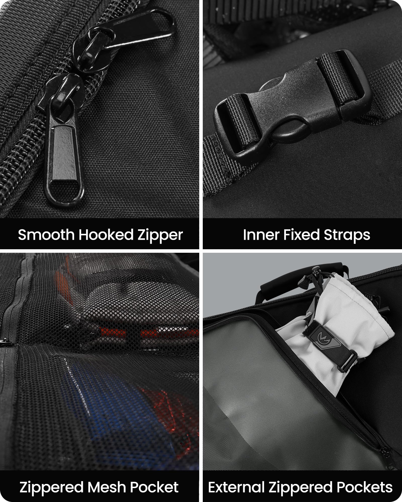 OutdoorMaster Ski Bag with Hard Shell On Both Ends, Ski Bags for Air Travel, Ski Case with Pockets and Removable Shoulder Straps
