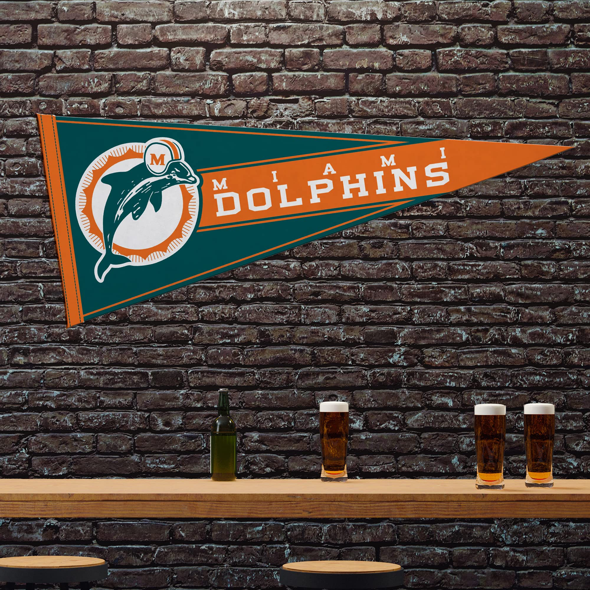 Rico Industries Nfl Football Miami Dolphins Retro 12'' X 30'' Felt Wall D  Cor Pennant - Great For Home/Bed Room/Man Cave D  Cor