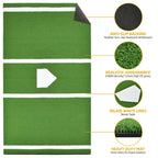 Shopsource Baseball Batting Mat, 10 x 3.8 FT Softball Hitting Mat, Upgraded Anti-Slip Mat with Stitched Embroidery Turf, Softbal