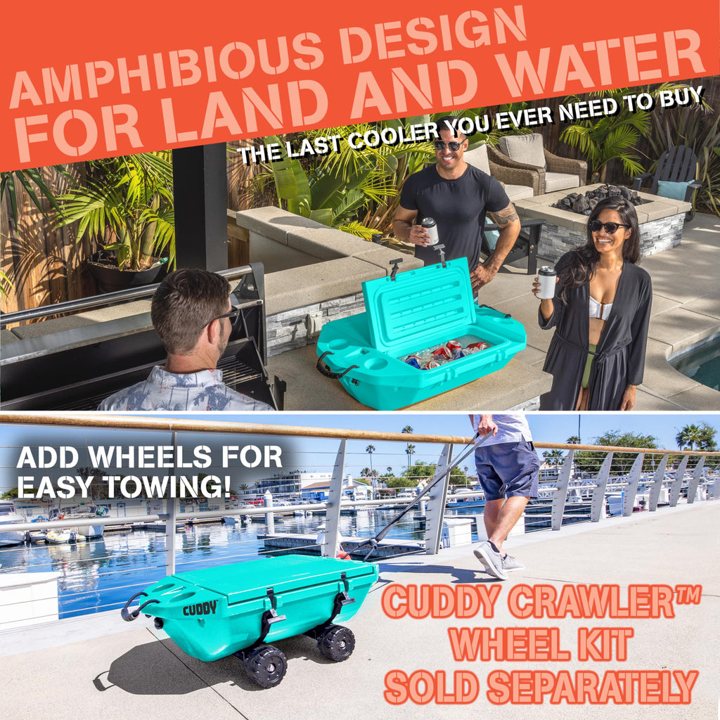 Cuddy Floating Cooler and Dry Storage Vessel for Land & Water - 40QT- Great for River, Beach, Kayak, Pool, & Lake - Seafoam