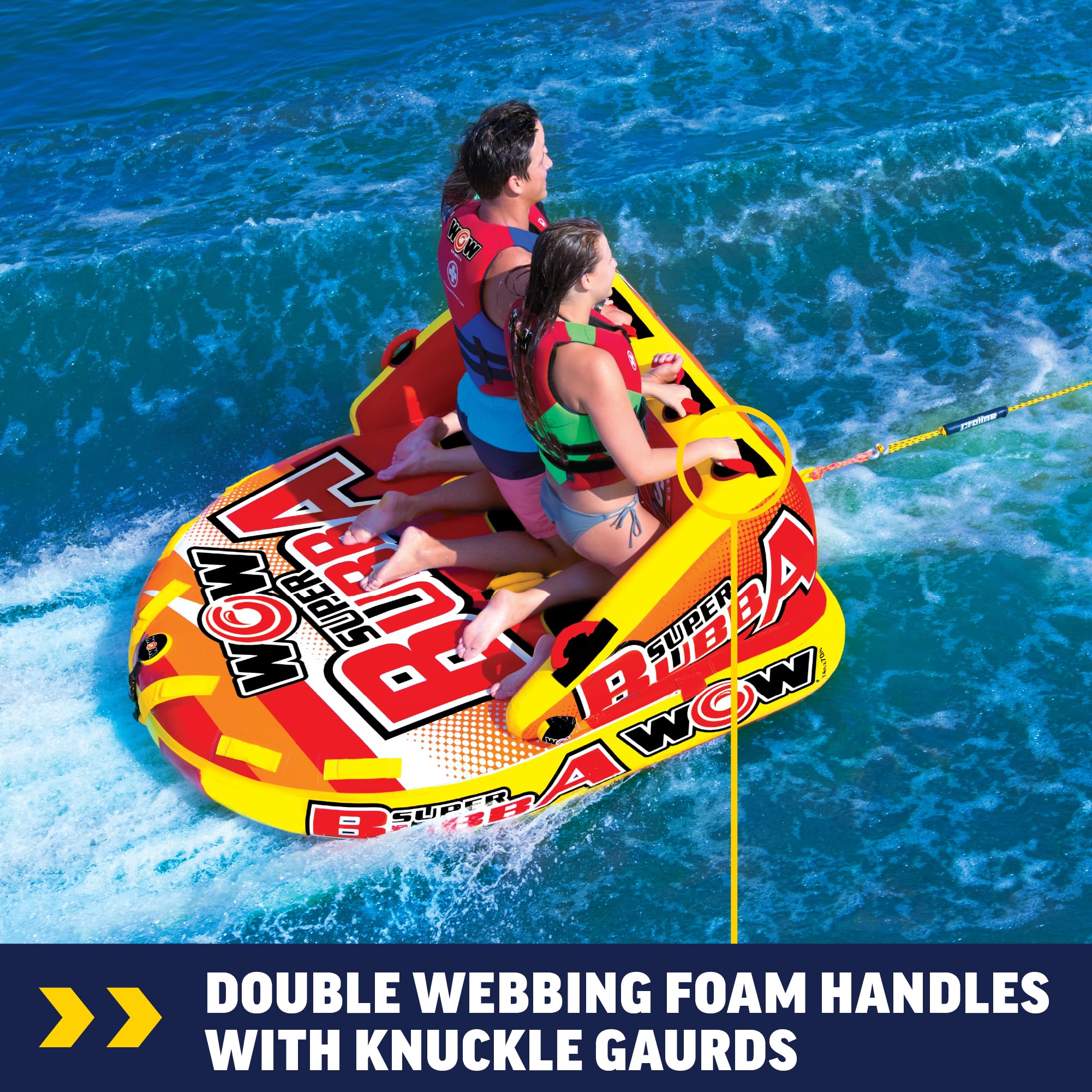 Wow Sports - Super Bubba Towable Tube For Boating - 1-3 Person 510 Lbs Capacity - Inflatable Boat Tube For Water Sports - Youth