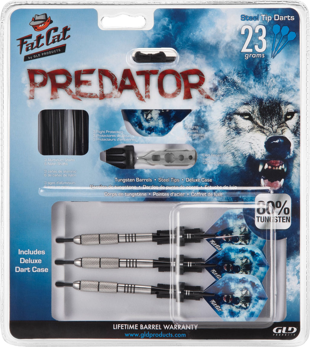 Fat Cat Predator 80% Tungsten Steel Tip Darts With Storage/Travel Case, 23 Grams