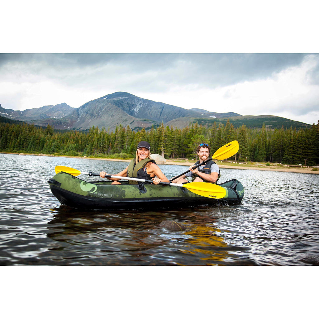 Sevylor Colorado 2-Person Inflatable Fishing Kayak With Paddle & Rod Holders, Adjustable Seats, & Carry Handle; Kayak Can Fit Tr