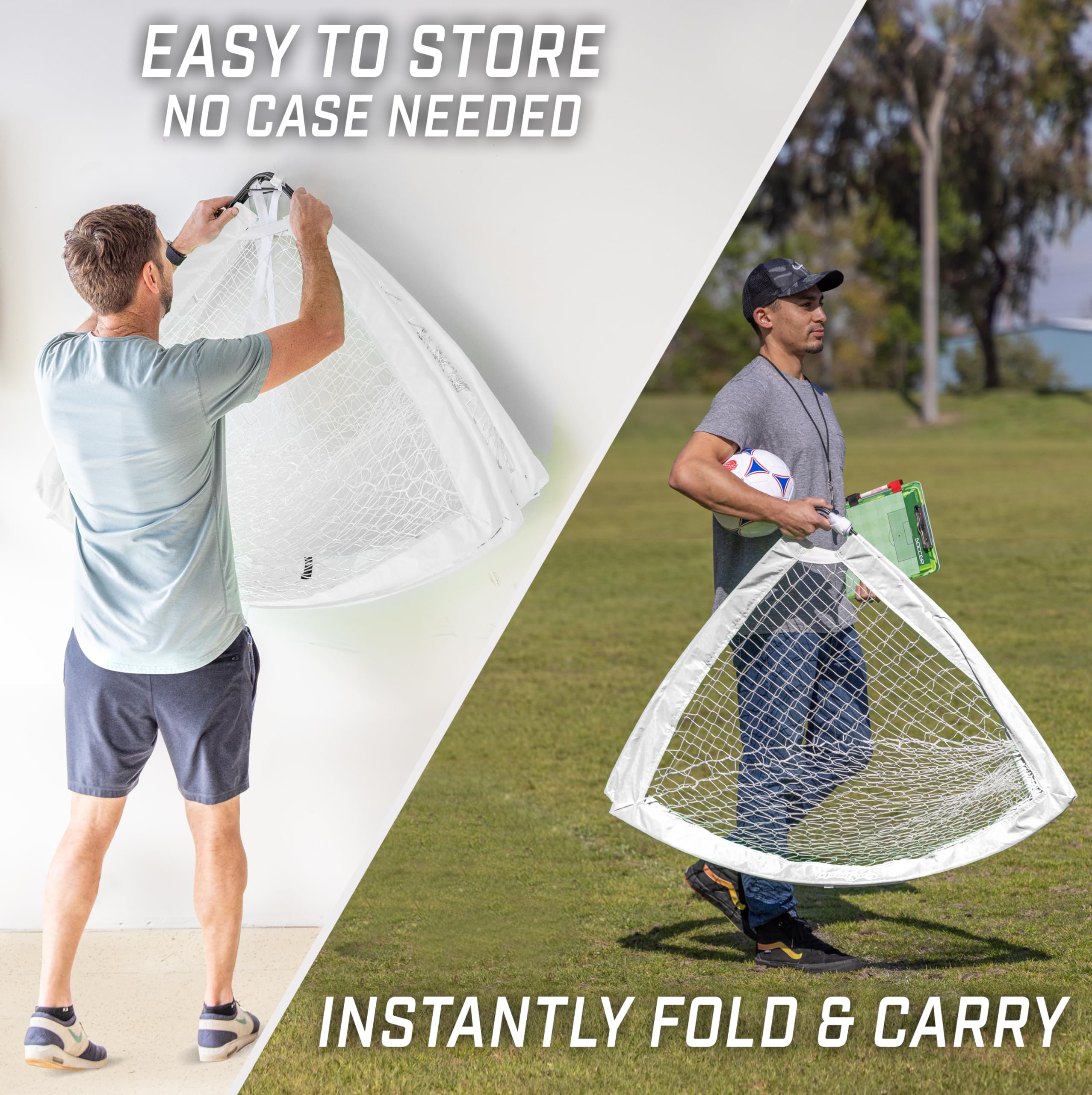 Gosports Team Tone 4 Ft X 3 Ft Portable Soccer Goal For Kids - Pop Up Net For Backyard - White