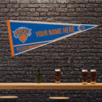Rico Industries Nba Basketball New York Knicks Personalized - Custom 12'' X 30'' Soft Felt Pennant - Ez To Hang