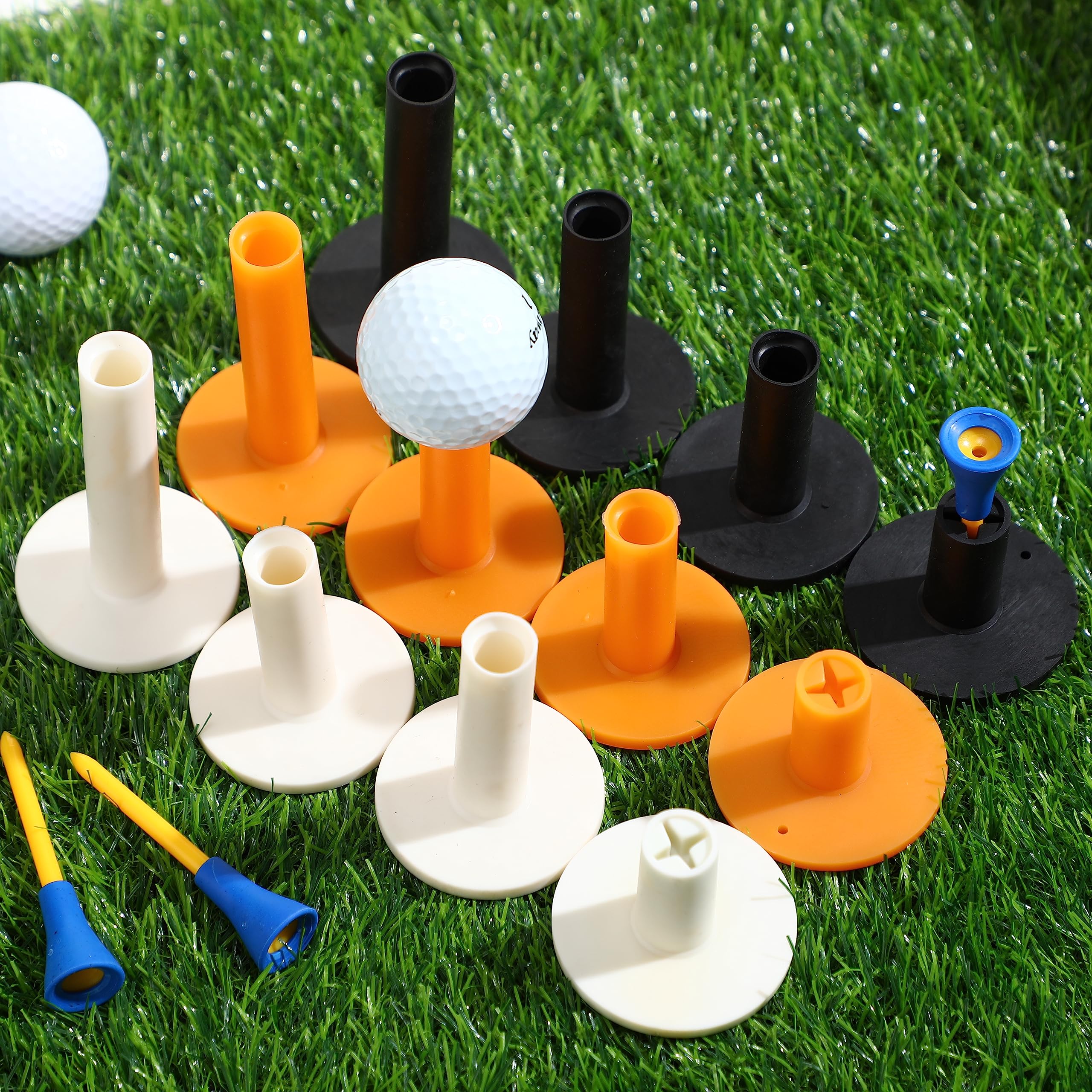 12 Pieces Golf Range Tees Set Rubber Golf Tees For Range Mats Driving Range 6 Pieces For Practice Mat Mixed Size(White, Yellow,