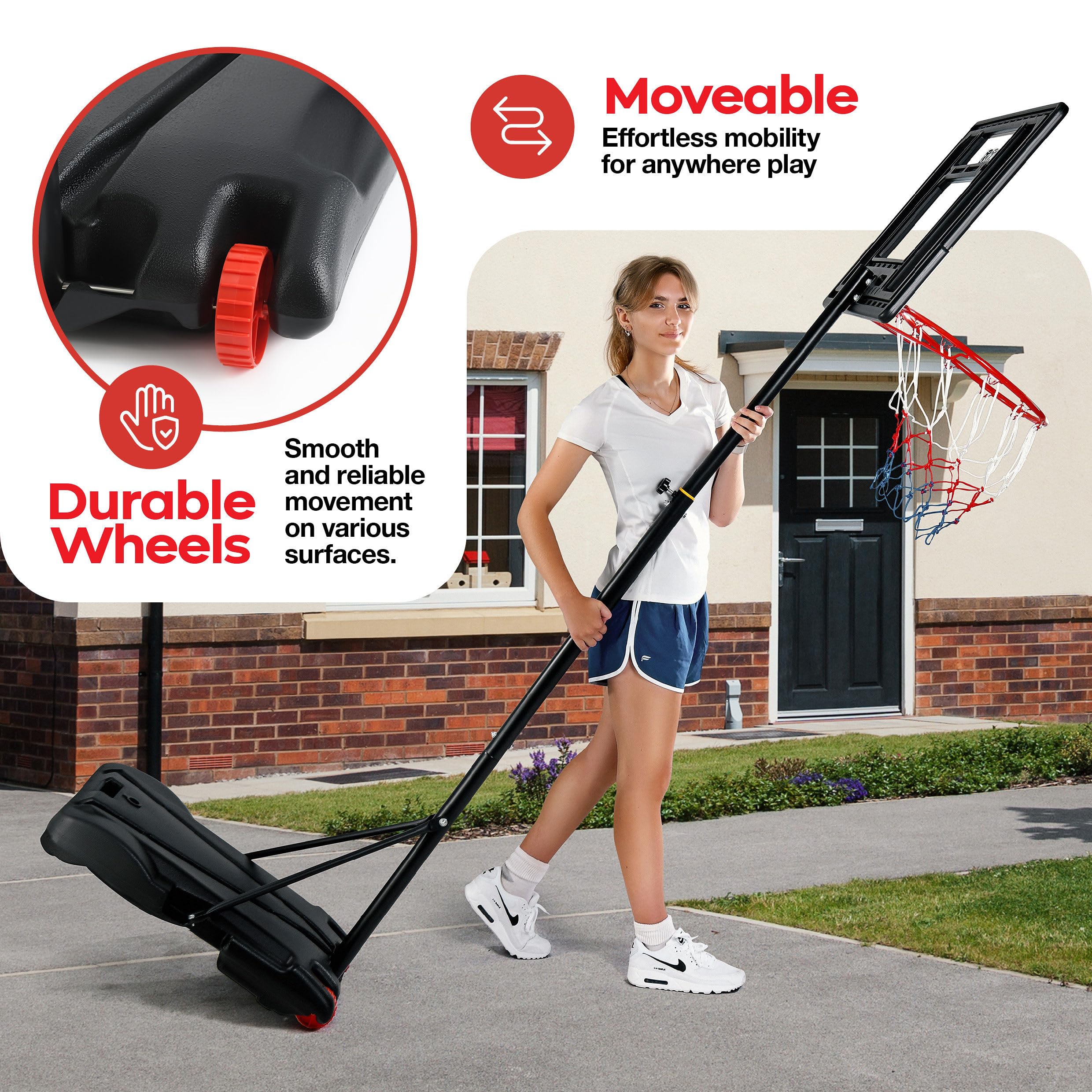 Kids Basketball Hoop Outdoor - 33 Inch Backboard, 70-84In Adjustable Height, Portable Basketball Hoops & Goals For Kids/Teenager