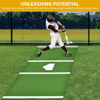 Shopsource Baseball Batting Mat, 10 x 3.8 FT Softball Hitting Mat, Upgraded Anti-Slip Mat with Stitched Embroidery Turf, Softbal
