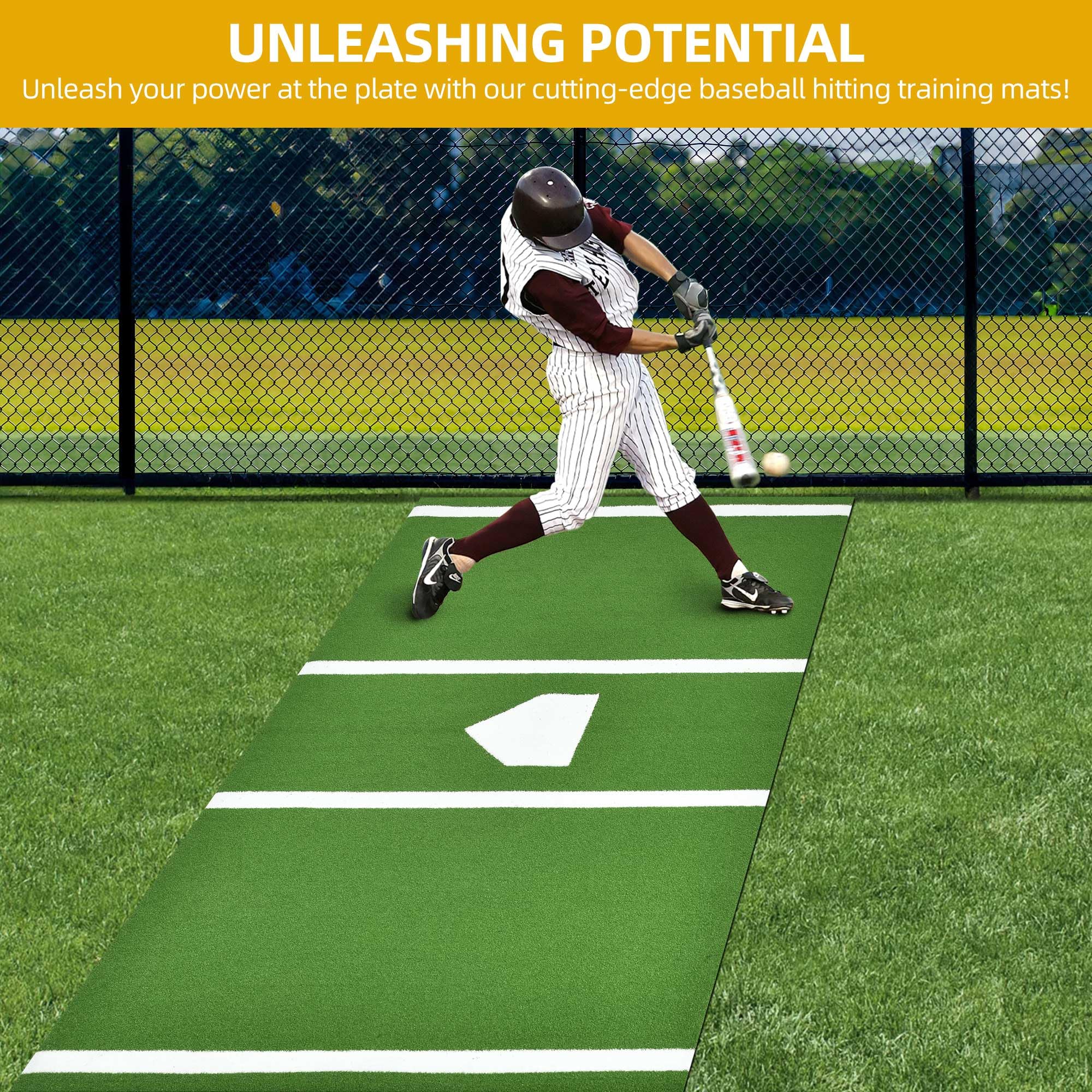 Shopsource Baseball Batting Mat, 10 x 3.8 FT Softball Hitting Mat, Upgraded Anti-Slip Mat with Stitched Embroidery Turf, Softbal