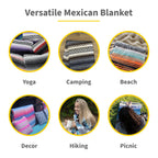 Sunshine Yoga Mexican Authentic Falsa Blanket, 10 Pack, 72 X 48 Inches, Breathable, Heavy Weight, Acrylic, Cotton, Polyester Ble