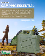 Upwoigh Camping Water Container, 2.6 Gallon Water Containers Jug, Truly No Leakage Water Storage, Military Green Water Tank,Bpa