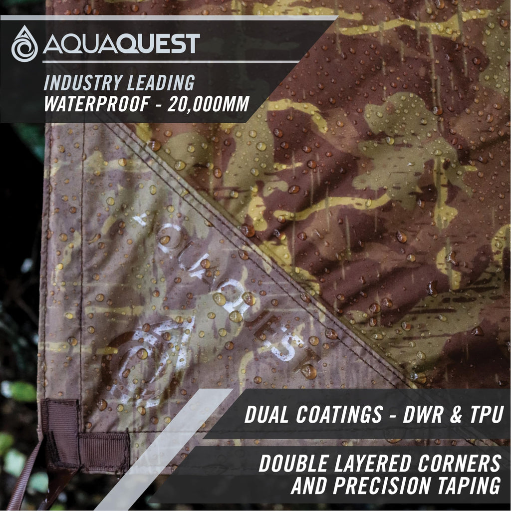 Aquaquest Defender Tarp - Heavy-Duty Waterproof (20,000 Mm) Seam-Taped Rain Fly For Camping, Bushcraft & Survival - 13  10 True