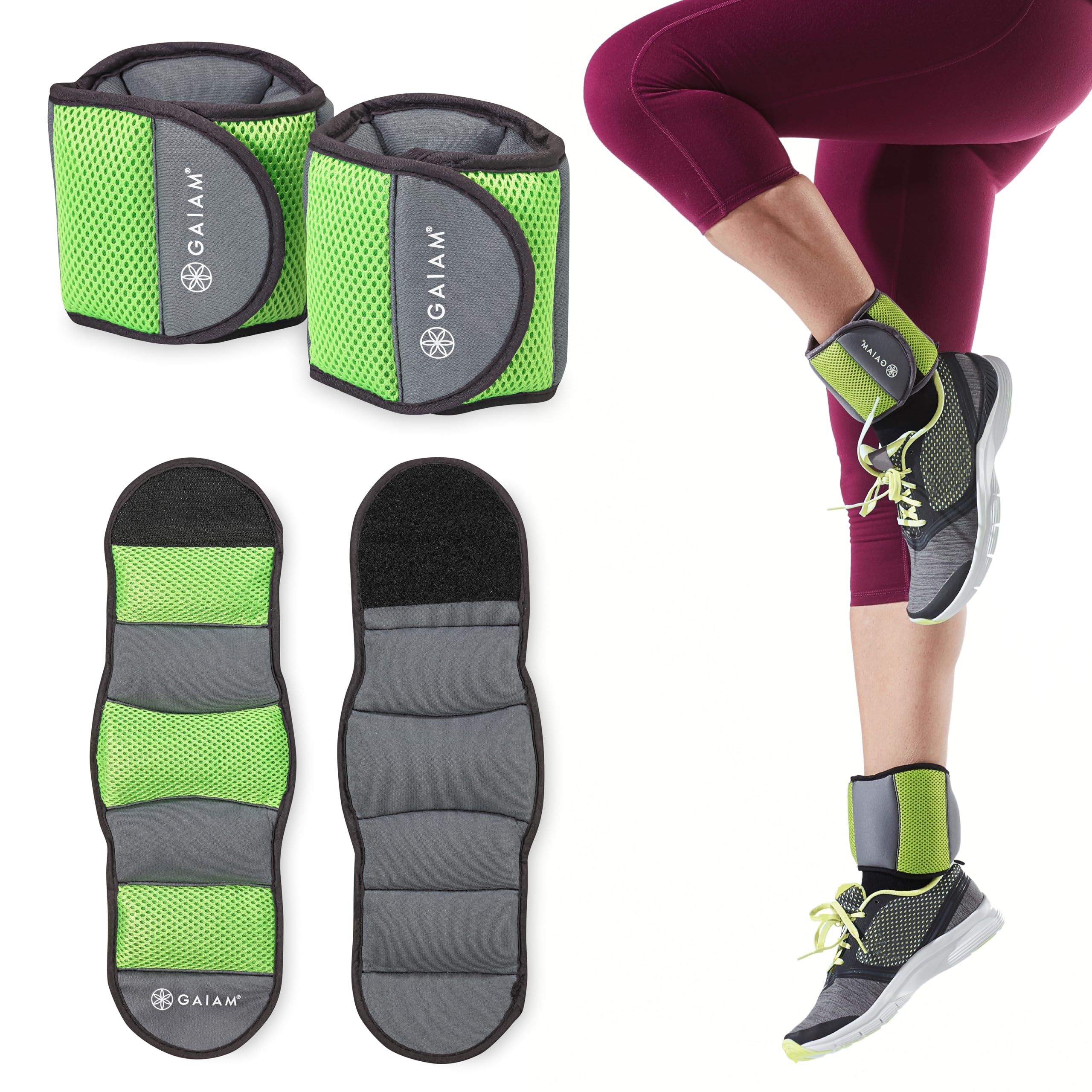 Gaiam Wrist and Ankle Weights, Wearable Bracelet to Strengthen, Tone & Sculpt, Adjustable Ankle Weights for Women & Men for Yoga