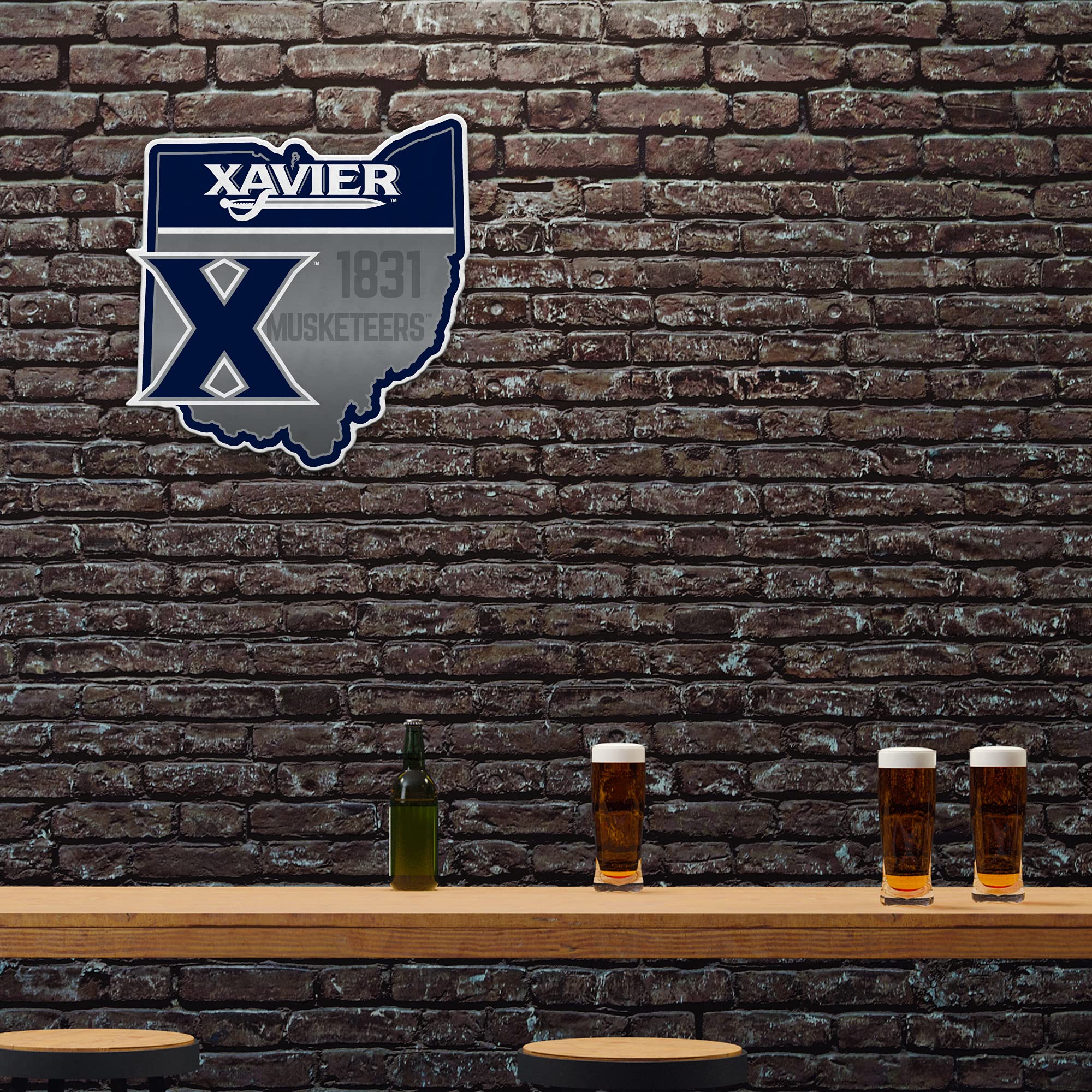 Rico Industries Ncaa Xavier Musketeers State Shape Shape Cut Pennant - Home And Living Room D  Cor - Soft Felt Ez To Hang