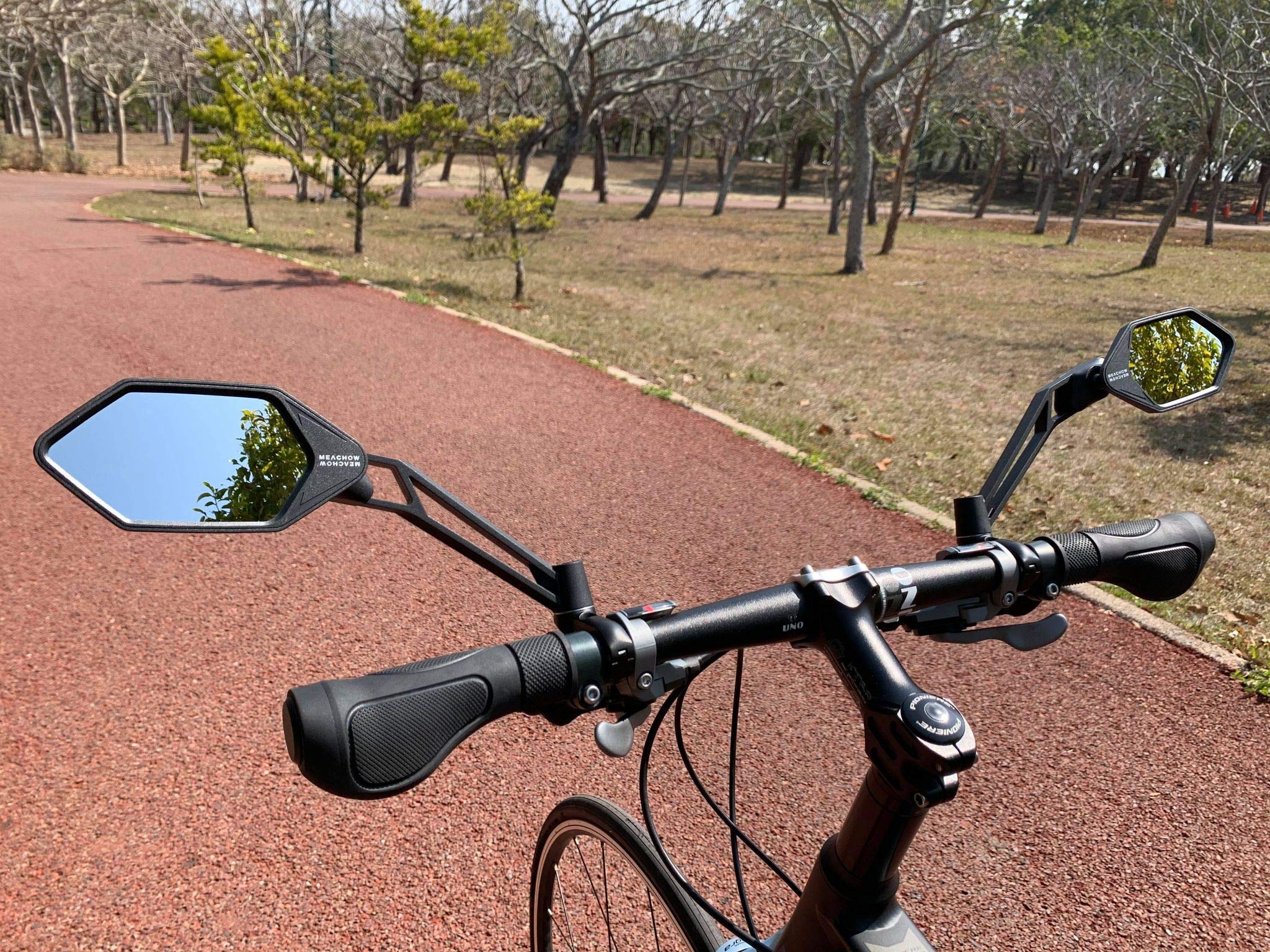 Meachow New Scratch Resistant Glass Lens,Handlebar Bike Mirror, Adjustable Safe Rearview Mirror, Bicycle Mirror (Silver Left Sid
