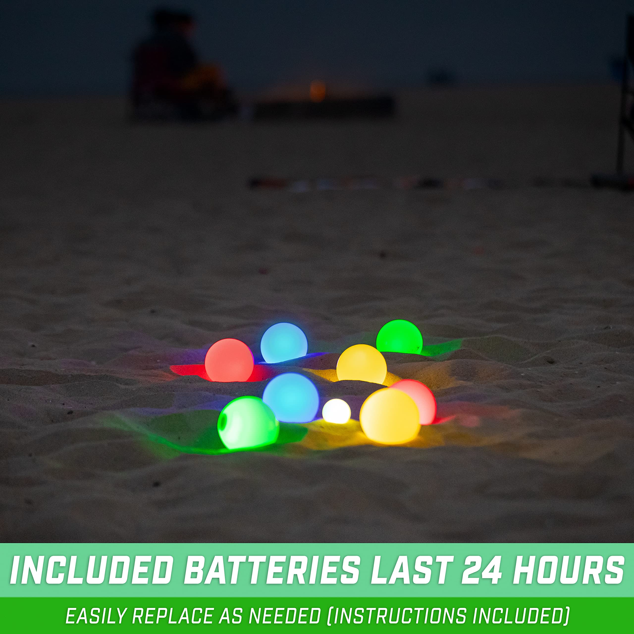 Gosports Led Bocce Ball Game Set - Includes 8 Light Up Bocce Balls, Pallino, Case And Measuring Rope - Choose 85 Mm Or 100 Mm