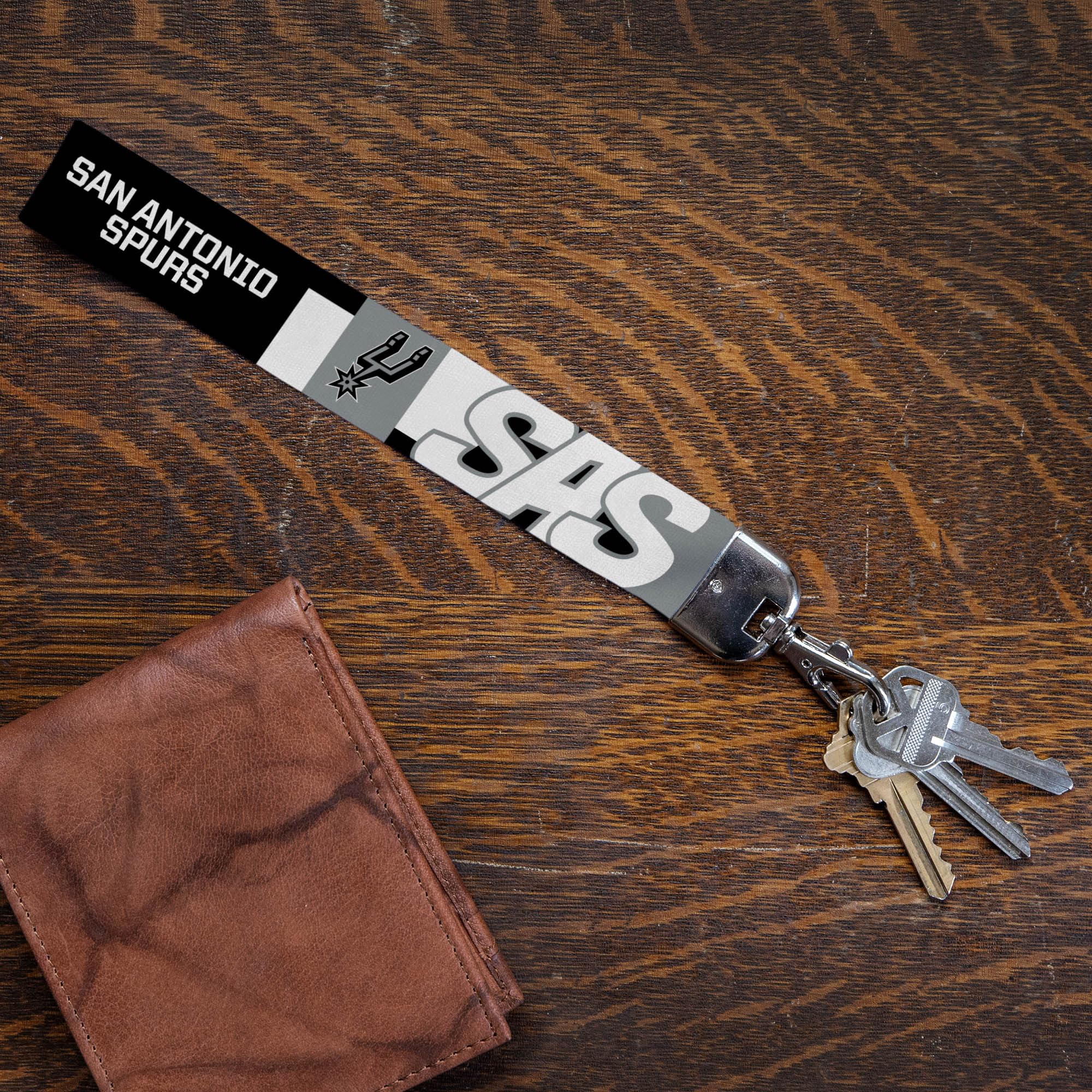 Rico Industries Nba Basketball San Antonio Spurs Wrist Lanyard Key Chain, Cute Wristlet Strap Keychain Holder For Women Men Car