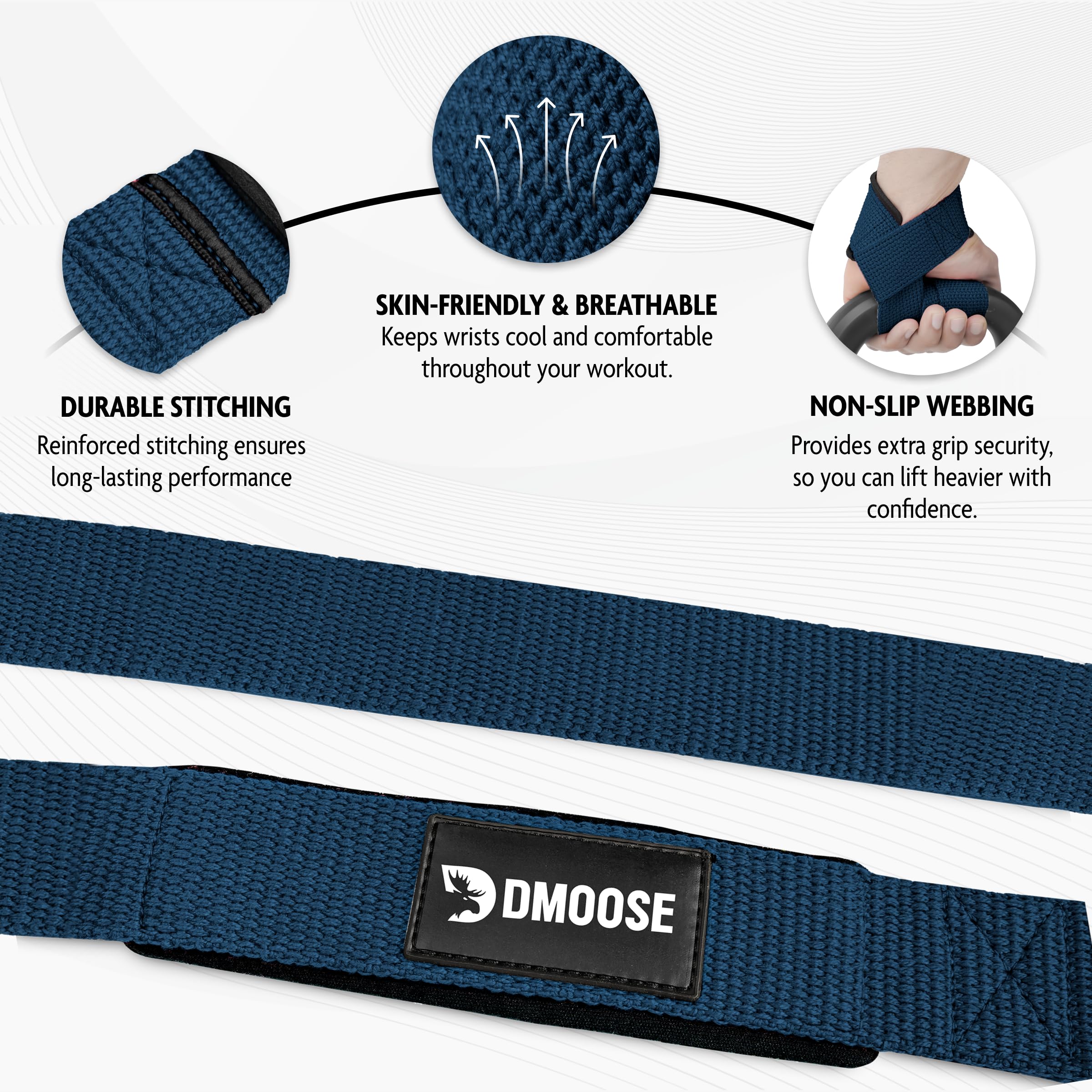 Dmoose Wrist Straps For Weightlifting, Perfect For Gym Workouts, Deadlifts, And Powerlifting, Padded Lifting Straps Gym For Men