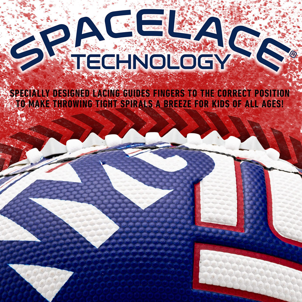 Franklin Sports Nfl New York Giants Football - Youth Mini Football - 8.5'' Junior Size Ball - Spacelace Easy Grip Texture- Perfe