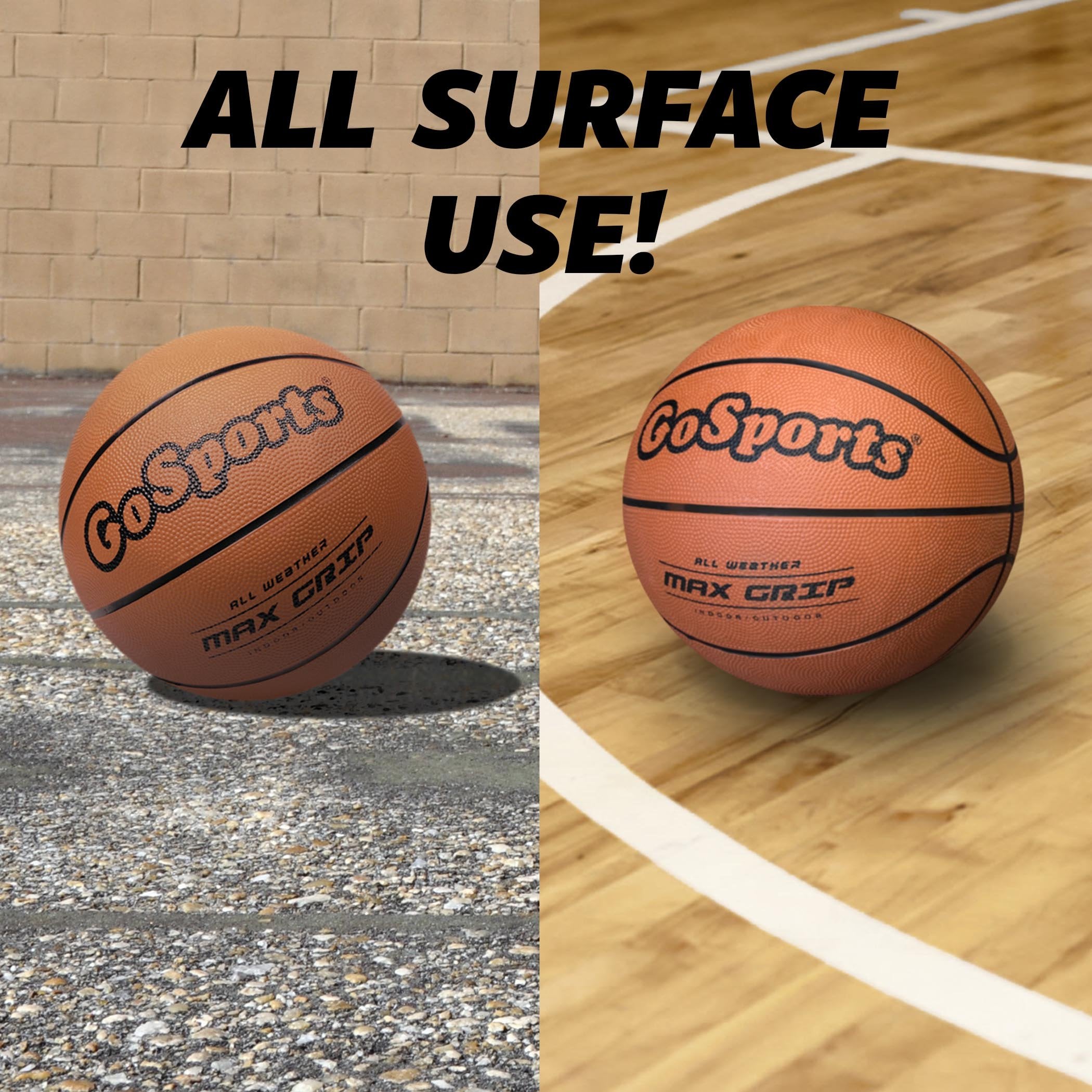 Gosports Indoor / Outdoor Rubber Basketballs - Six Pack Of Size 6 Or Size 7 Balls With Pump & Carrying Bag - Choose Your Size