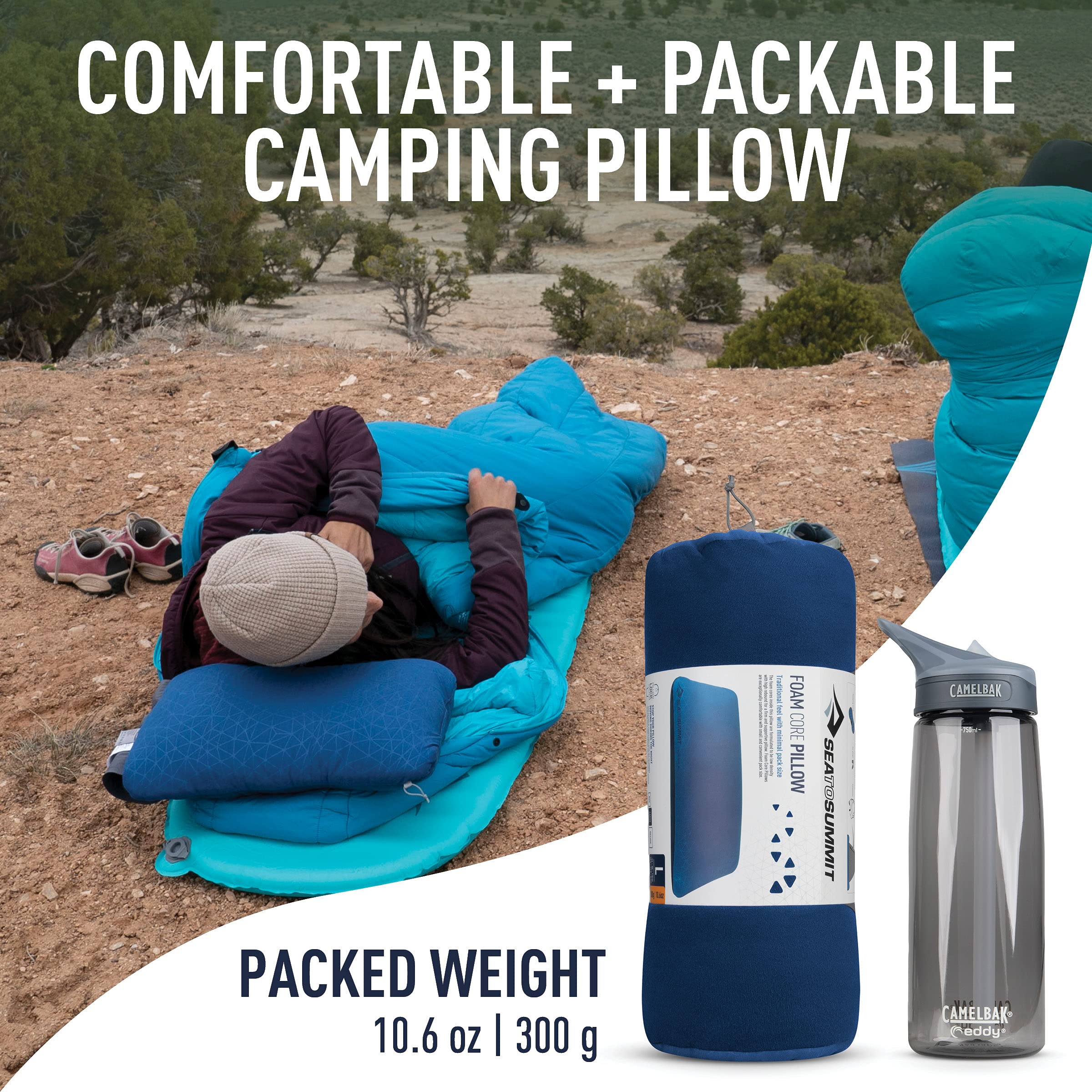 Sea To Summit Foamcore Camping And Travel Pillow, Large (16.5 X 11.8), Navy Blue