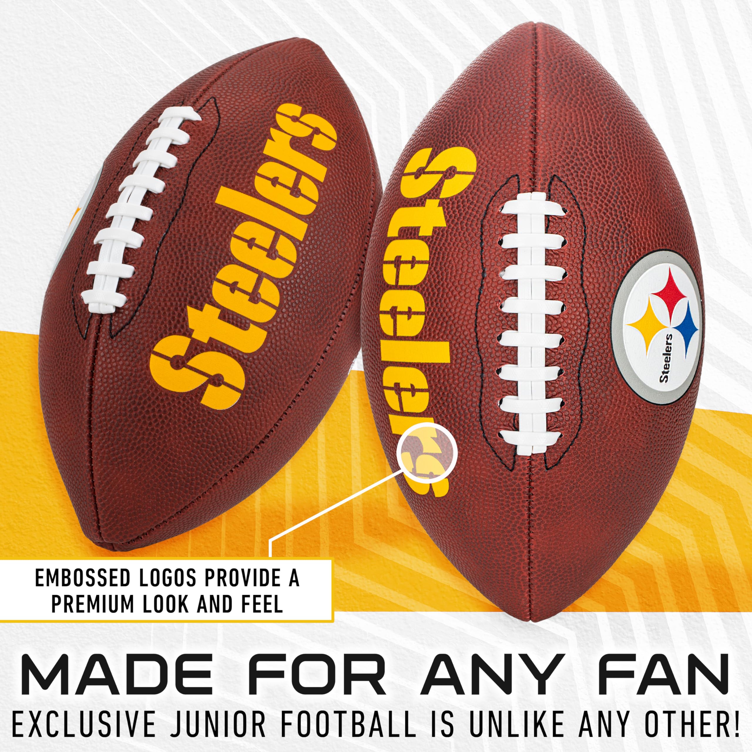Franklin Sports Nfl Pittsburgh Steelers Football - Youth Junior Size Football For Kids - Official Nfl Team Logo + Colors Youth B