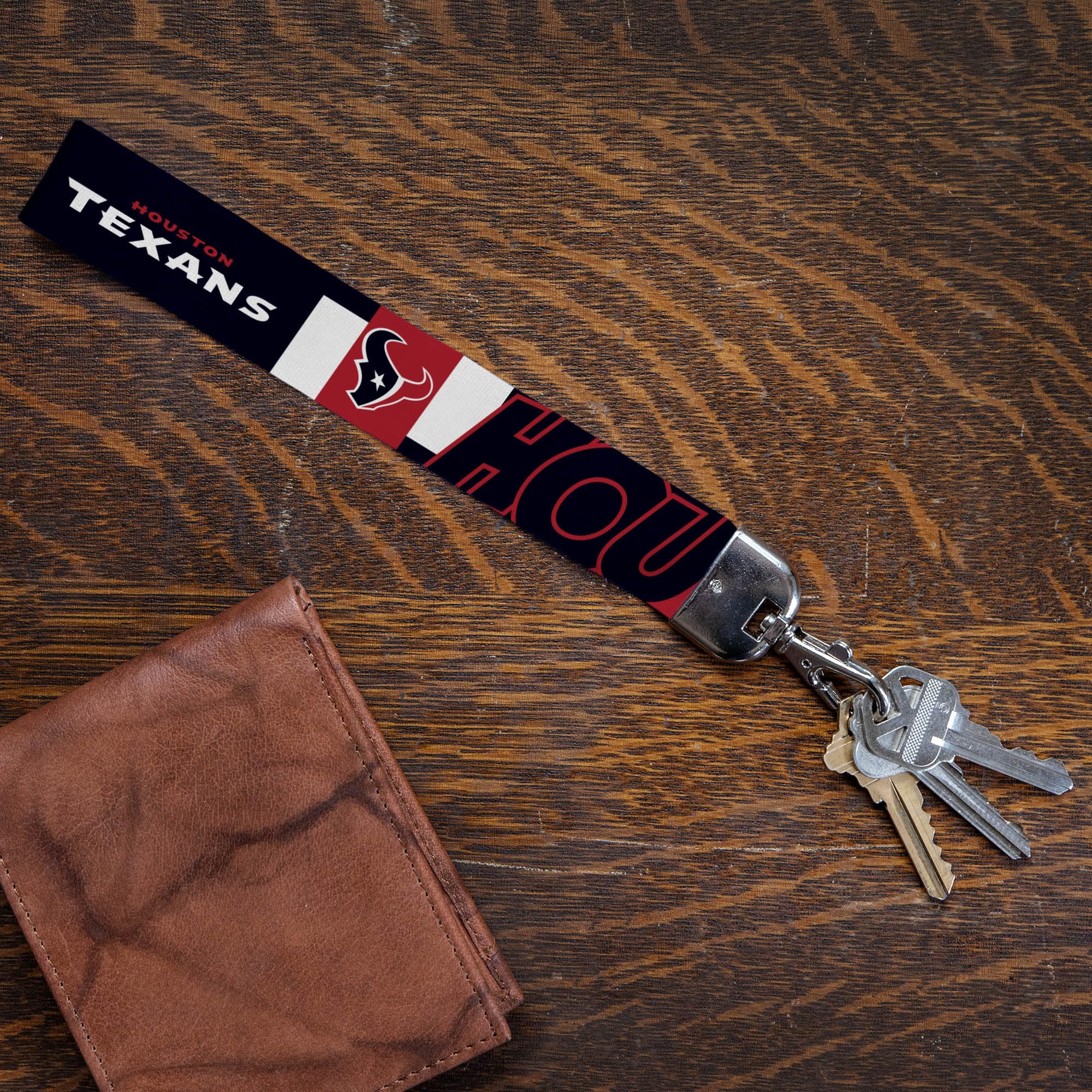 Rico Industries Nfl Football Houston Texans Wrist Lanyard Key Chain, Cute Wristlet Strap Keychain Holder For Women Men Car Keys