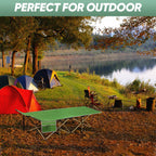 Haitral Portable Camping Cot With Mattress - Outdoor Folding Heavy Duty Sleeping Bed With Side Pocket For Adults - Oxford Single