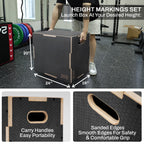 Fitvids 3 In 1 Non-Slip Wooden Plyo Box Plyometric Box Jumping Exercise, 16X20X24 Inches, Gray