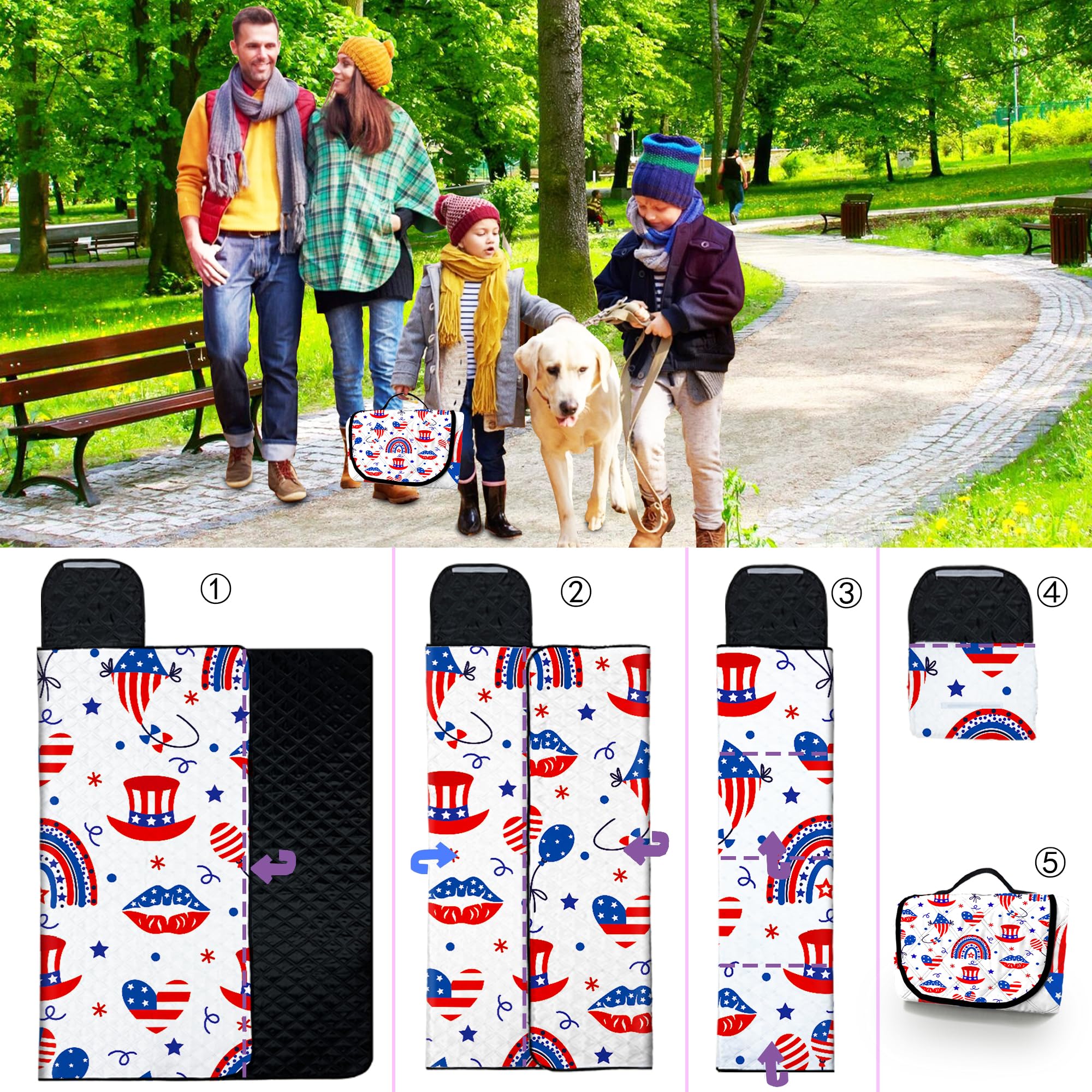 Extra Large Picnic Blanket Waterproof,80X 80Foldable Machine Washable Beach Blanket,Outdoor Blanket For 6-8 Adults,Suitable For