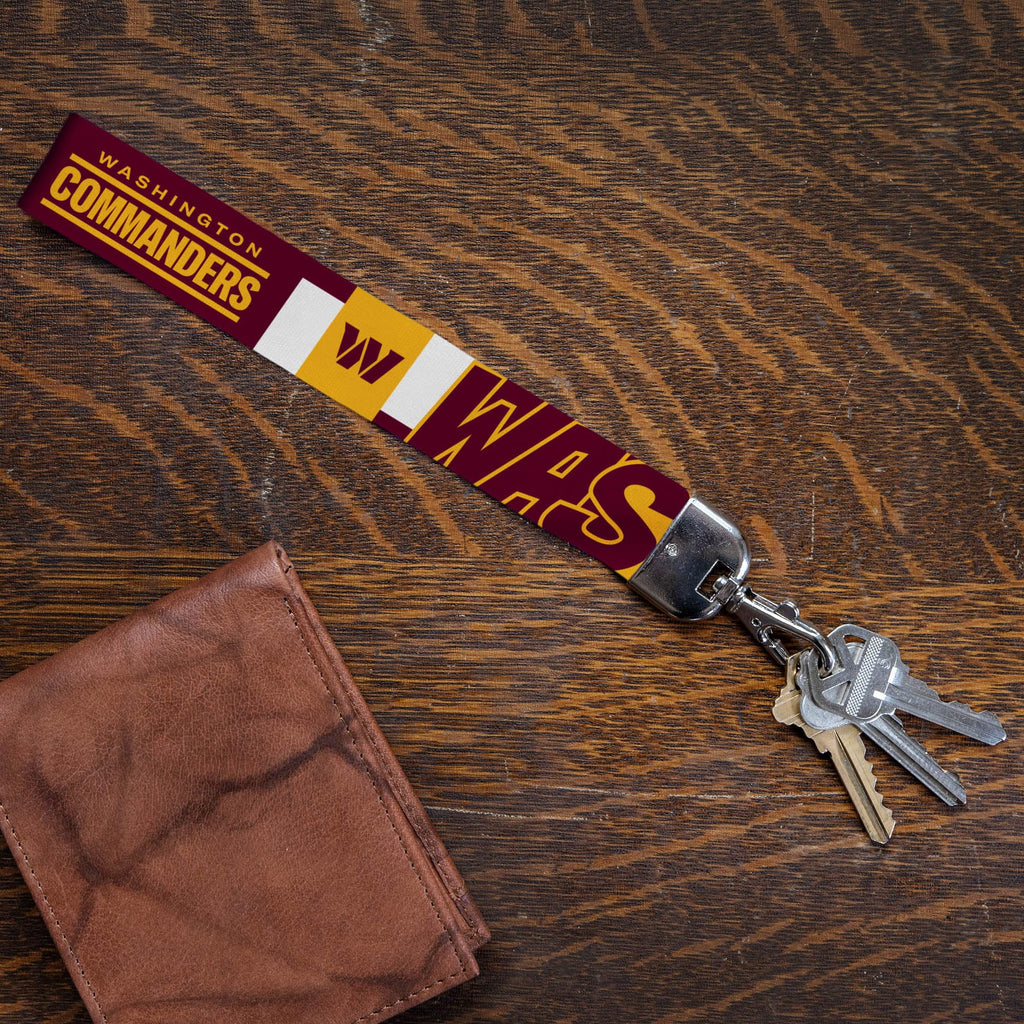 Rico Industries Nfl Football Washington Commanders Standard Wrist Lanyard Key Chain, Cute Wristlet Strap Keychain Holder For Wom