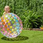 Intex Jumbo Inflatable Glossy Colorful Transparent Pvc Giant Beach Ball W/Repair Patch In Polka-Dot Or Rainbow Stripes For Ages
