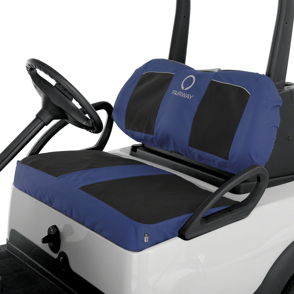 Classic Accessories Fairway Neoprene Paneled Golf Cart Seat Cover, Navy News/Black