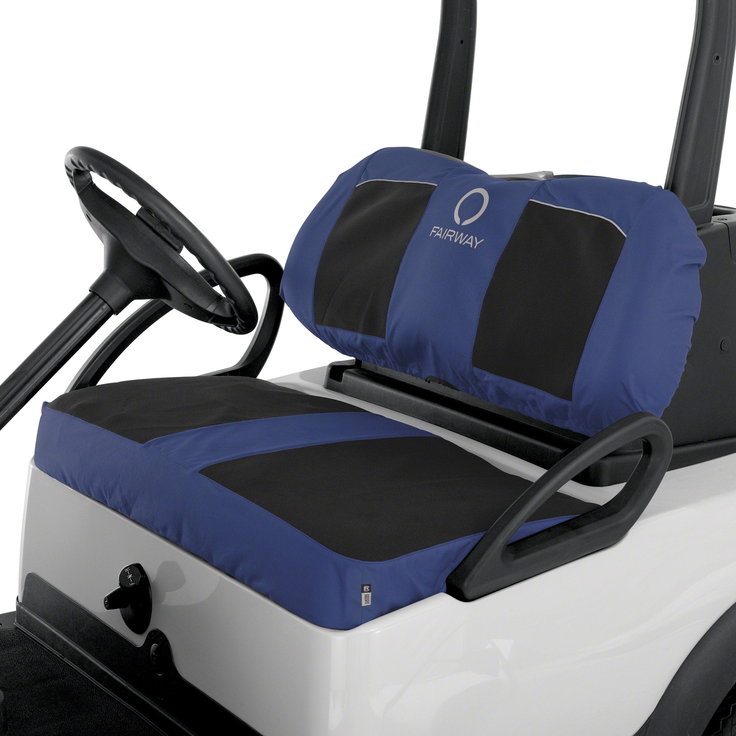 Classic Accessories Fairway Neoprene Paneled Golf Cart Seat Cover, Navy News/Black