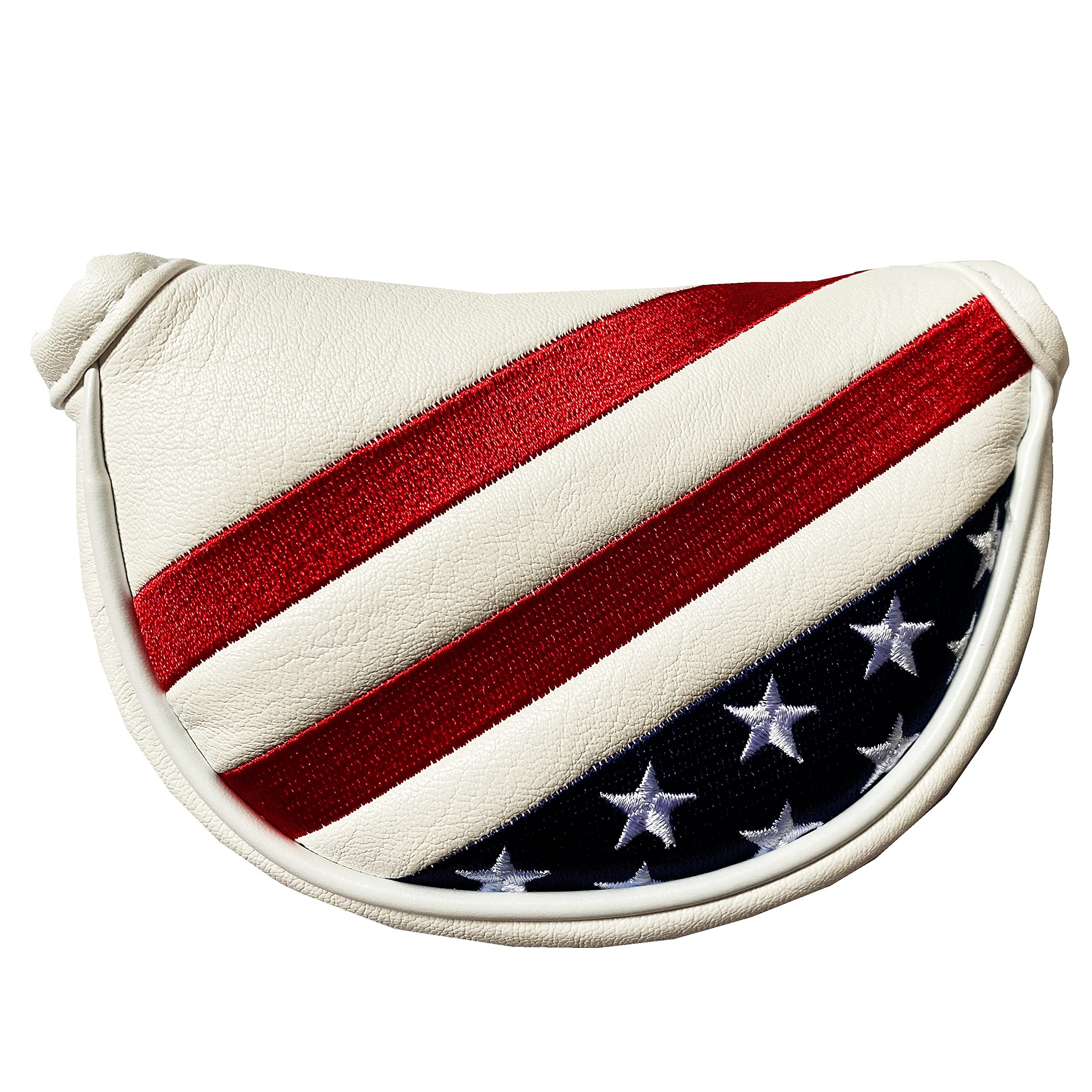 Red White Blue Patriotic Golf Putter Cover, Mid Mallet Putter Head Cover Club Protection Case Fits For Scotty Cameron & Other Ha