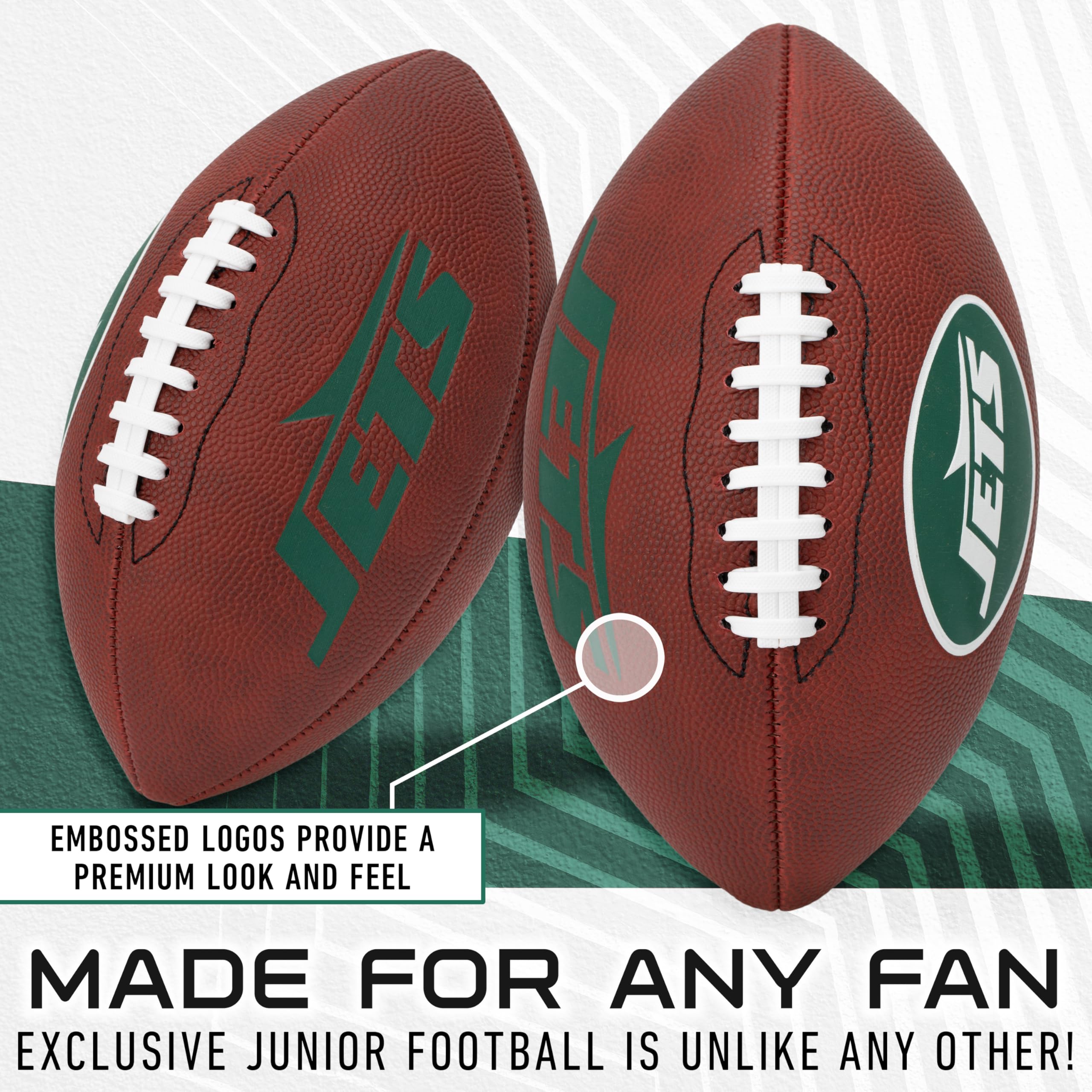 Franklin Sports Nfl New York Jets Football - Youth Junior Size Football For Kids - Official Nfl Team Logo + Colors Youth Ball -