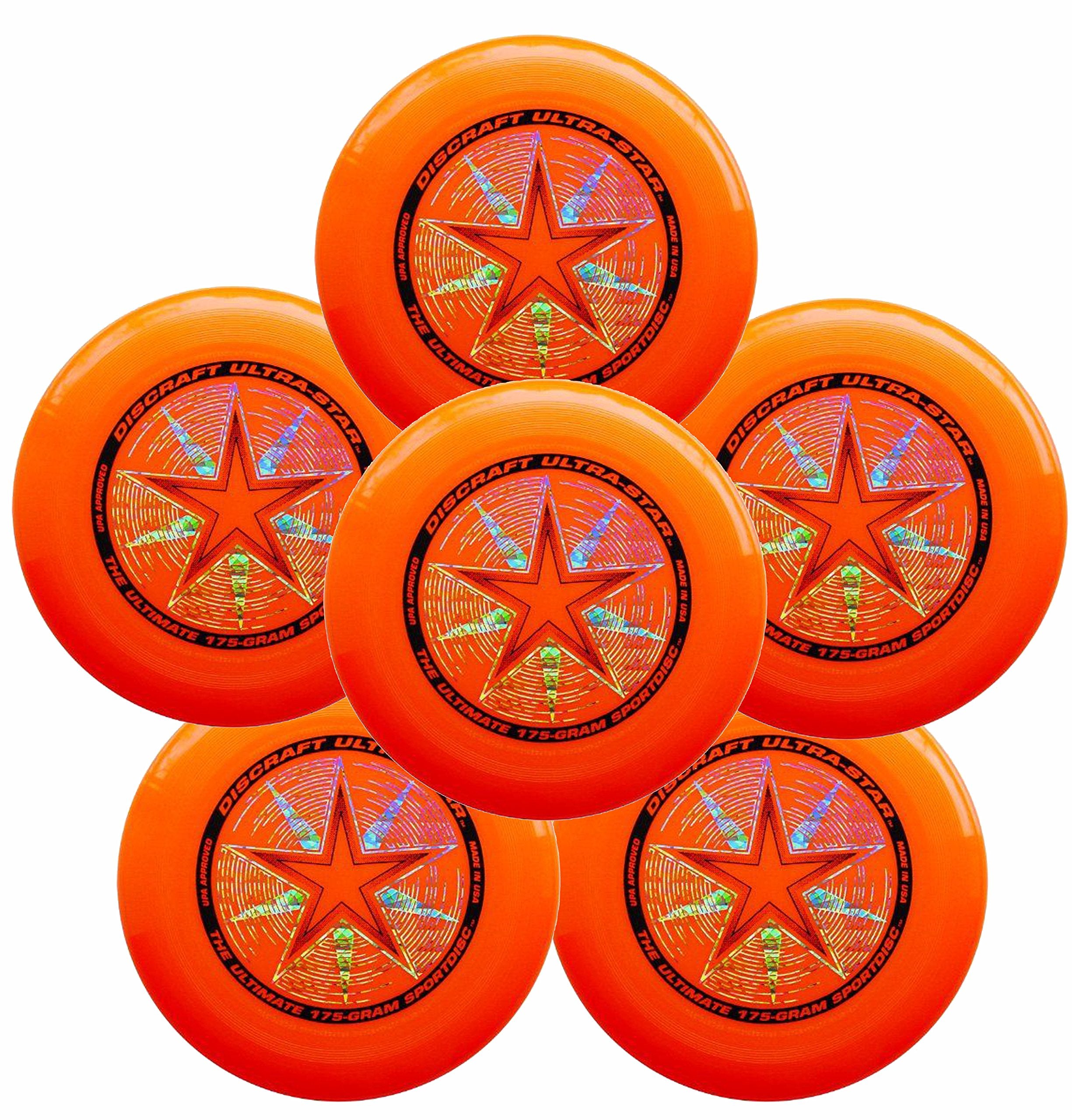 Discraft Ultra-Star 175G Ultimate Frisbee Sport Disc (6 Pack) Orange