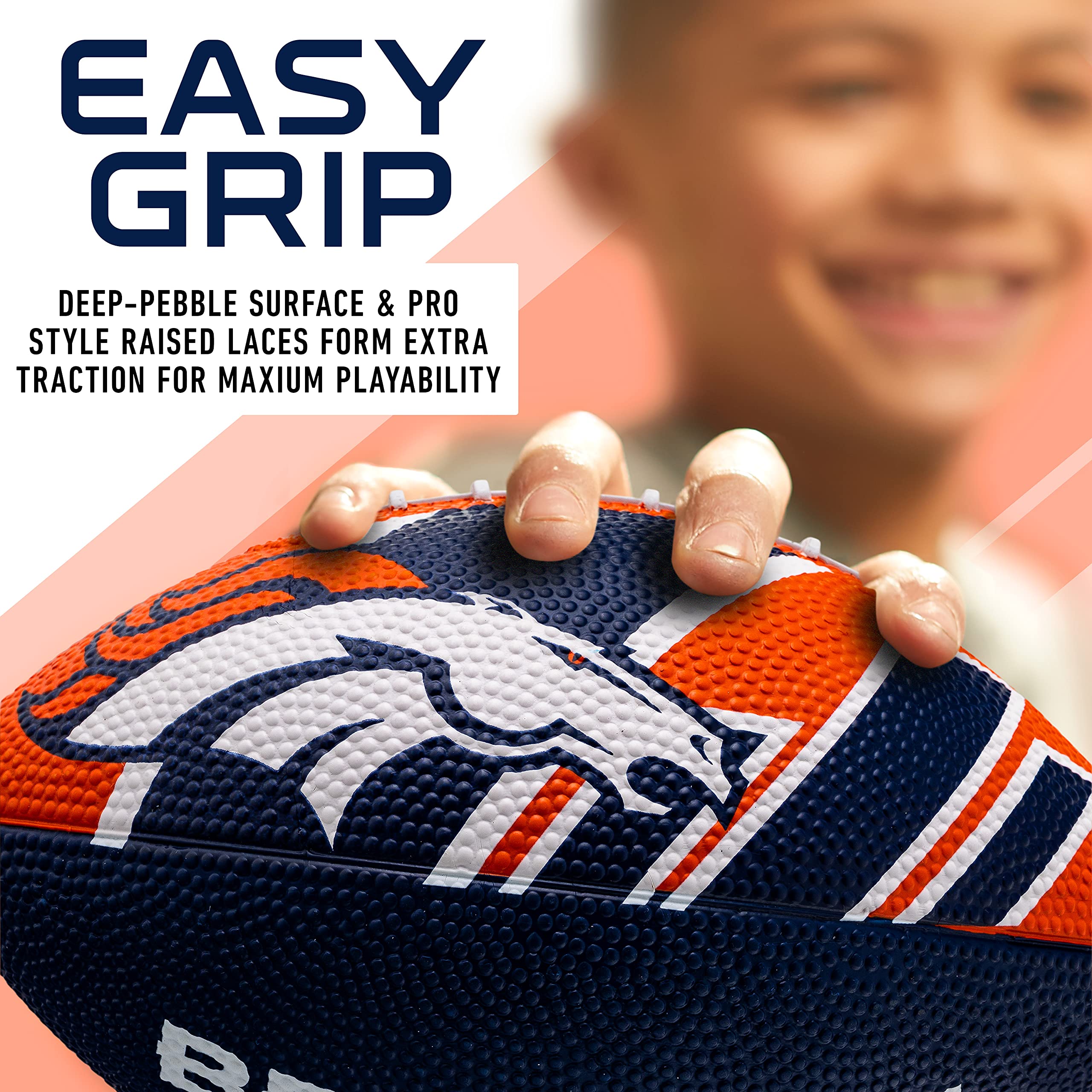Franklin Sports Nfl Denver Broncos Football - Youth Football - Mini 8.5'' Rubber Football - Perfect For Kids - Team Logos And Co